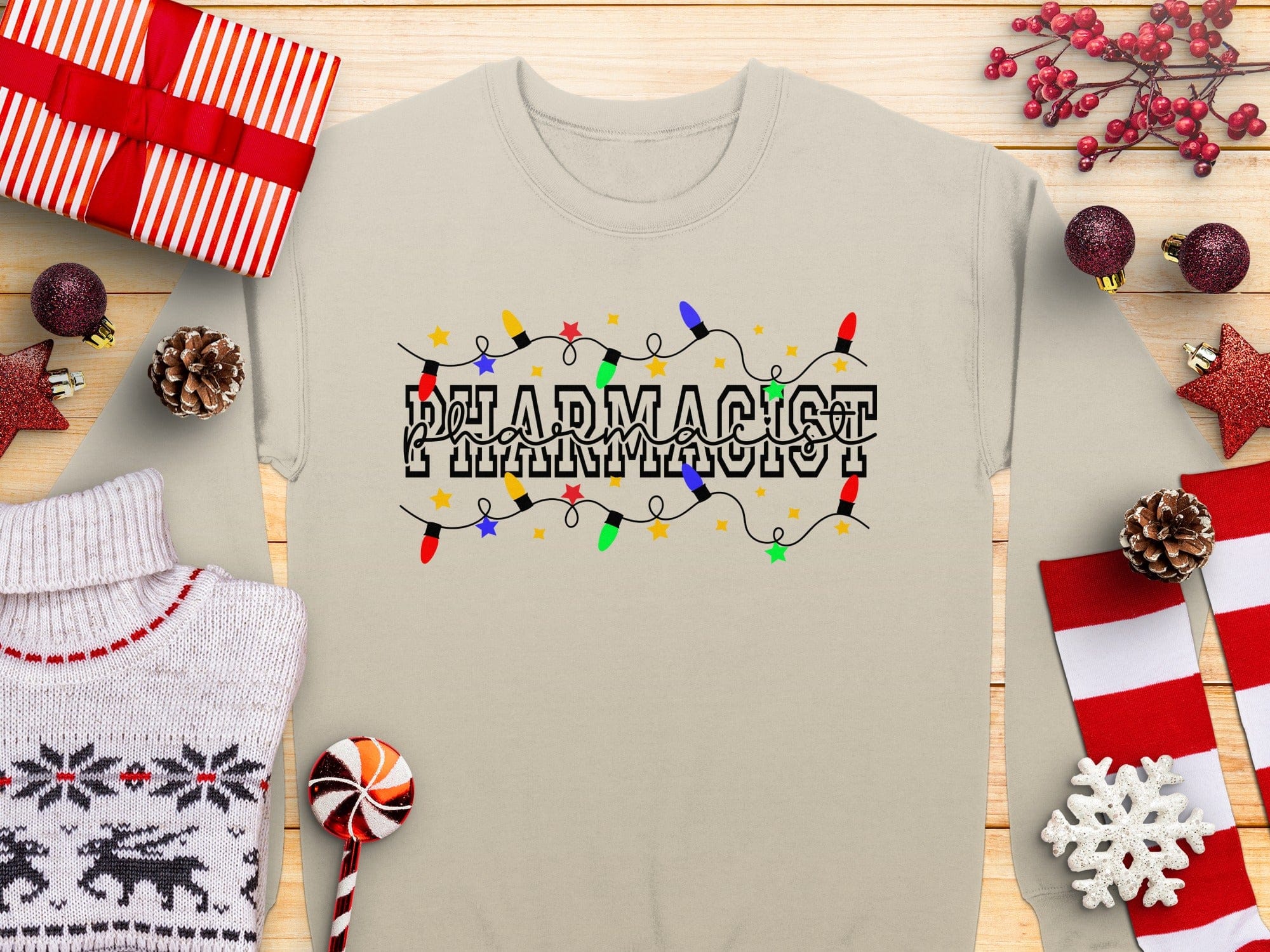 Festive Christmas Lights Pharmacist T-shirt