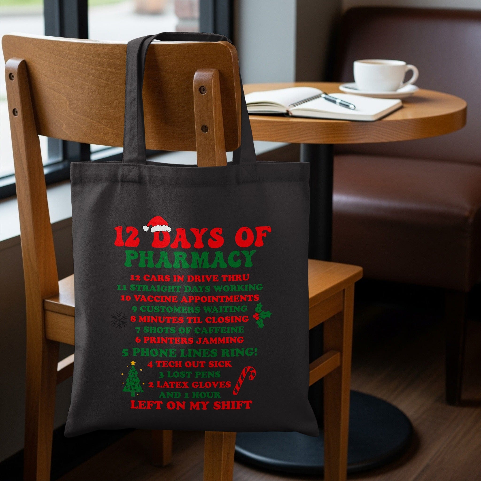 Festive 12 Days of Pharmacy Holiday Tote Bag