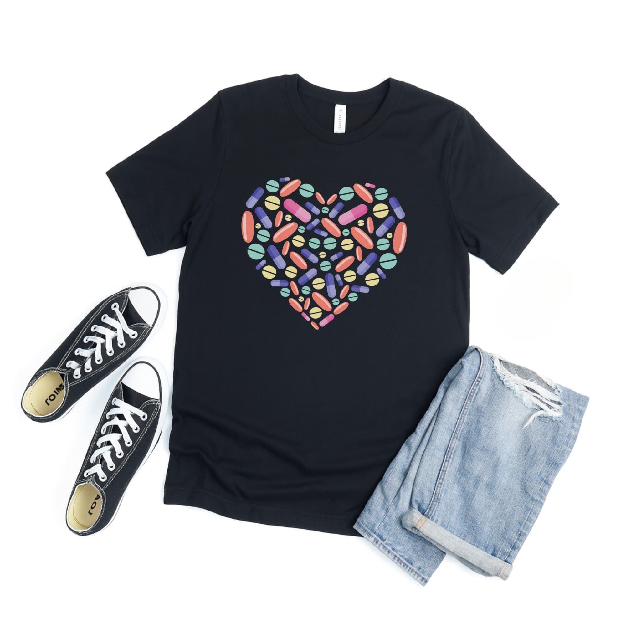 Colorful Heart Design Graphic T-shirt product type