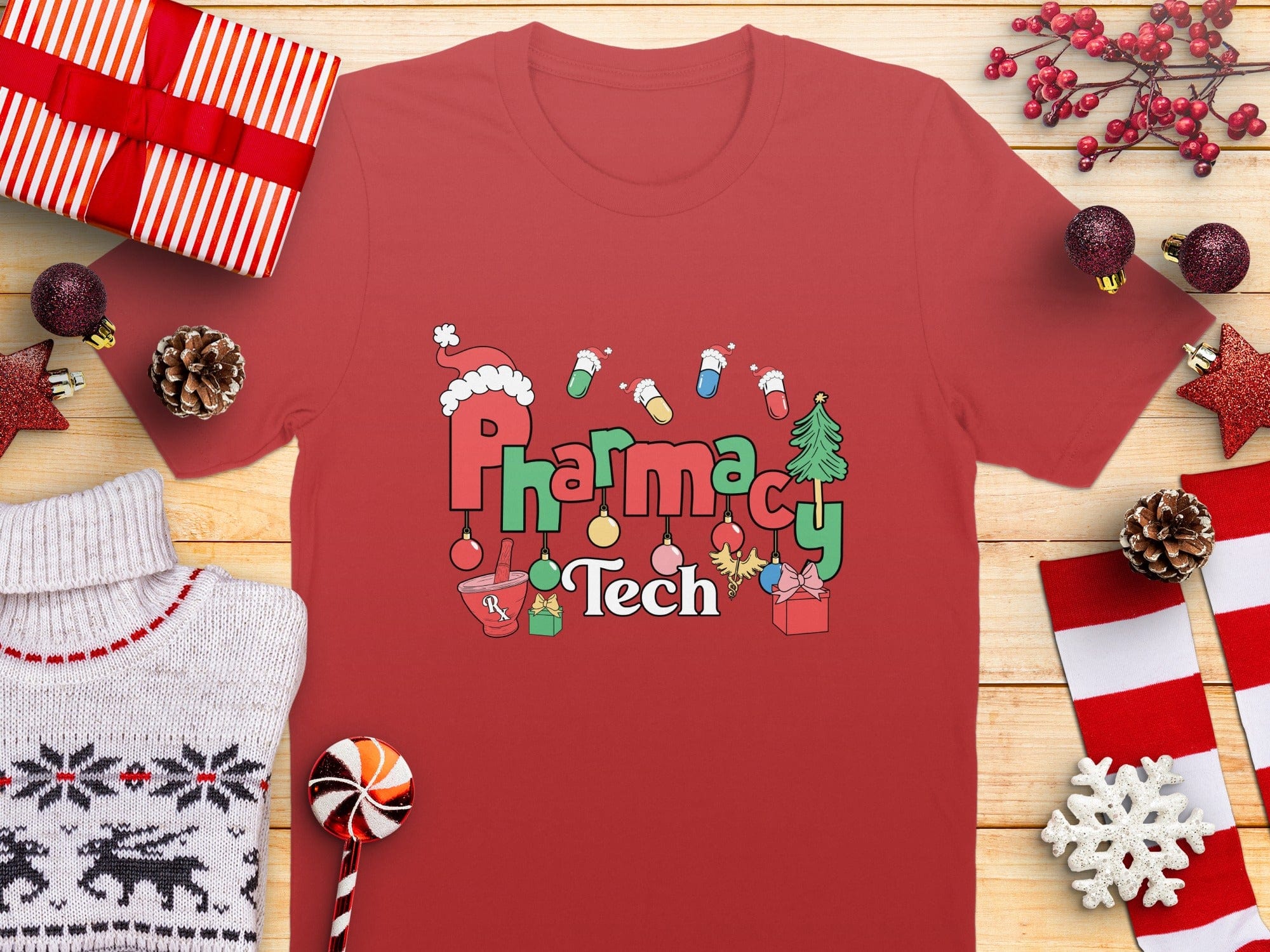 Festive Pharmacy Tech Christmas Gift Idea Shirt
