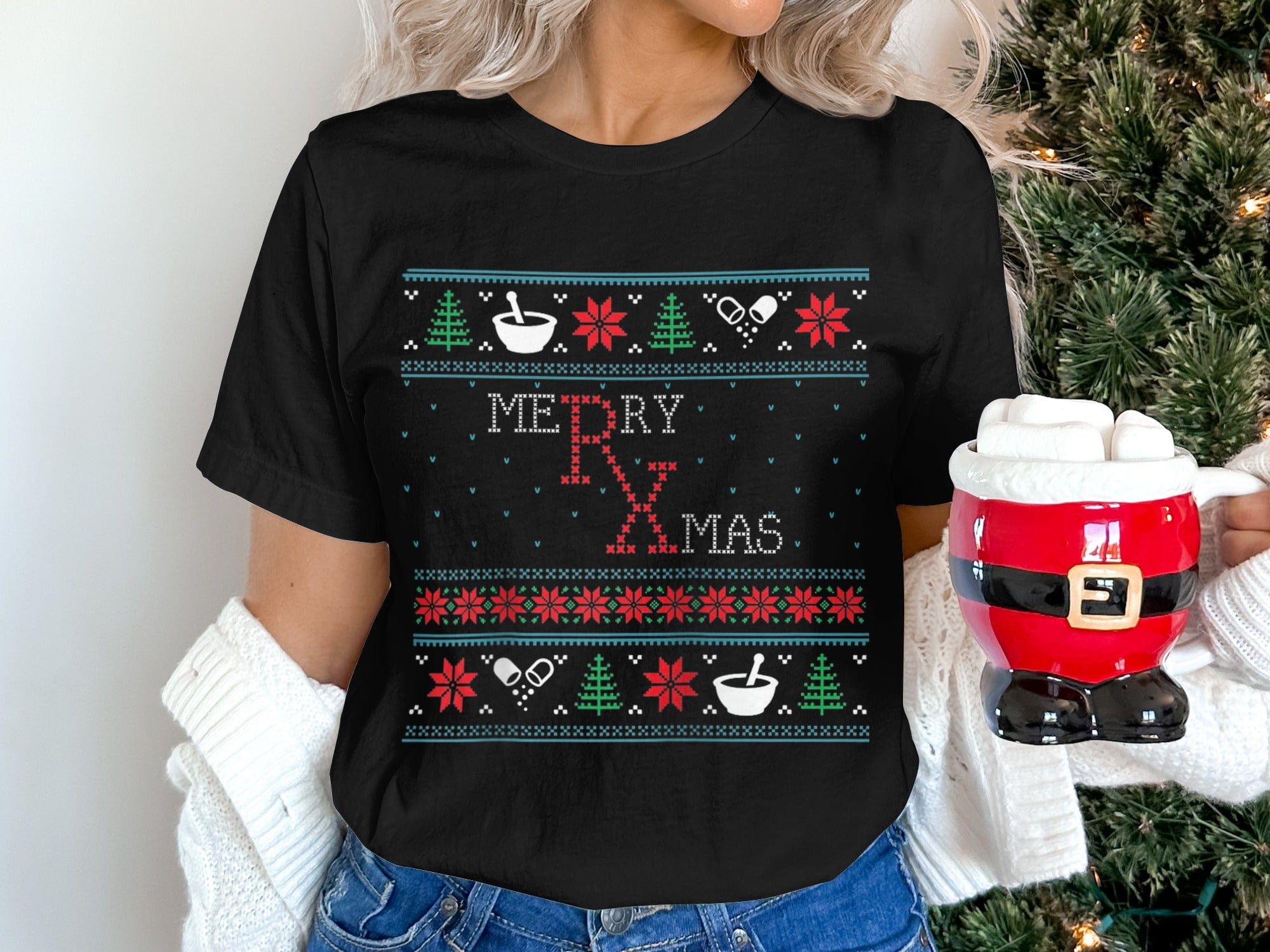 Merry XMas Cute Festive Black T-shirt product