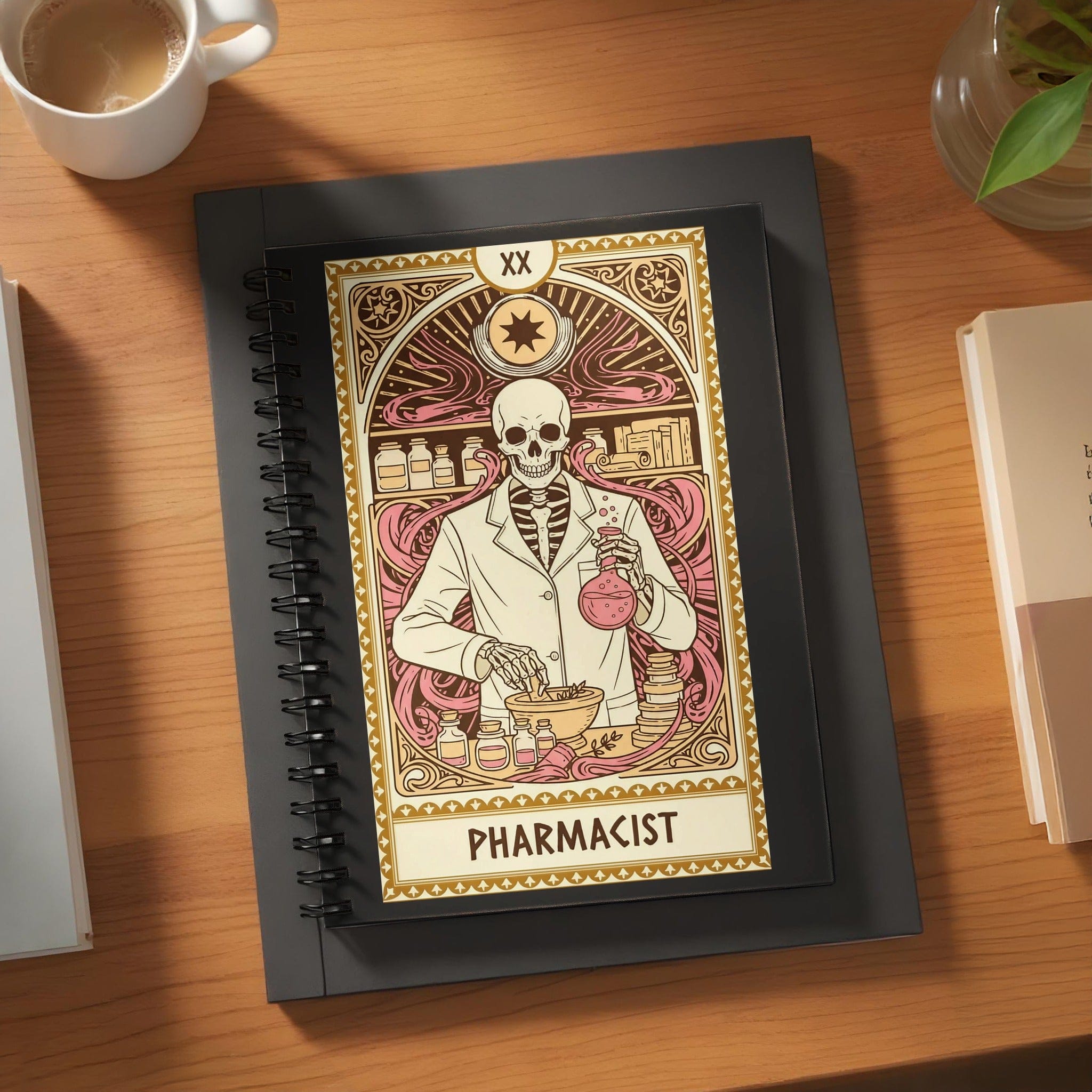 Skeleton Pharmacist Spiral Notebook with Gothic Design