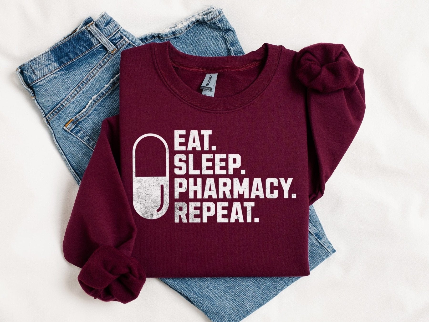 Eat Sleep Pharmacy Repeat Sweatshirt - Pharmacy Apparel for Pharmacists, Techs & Students