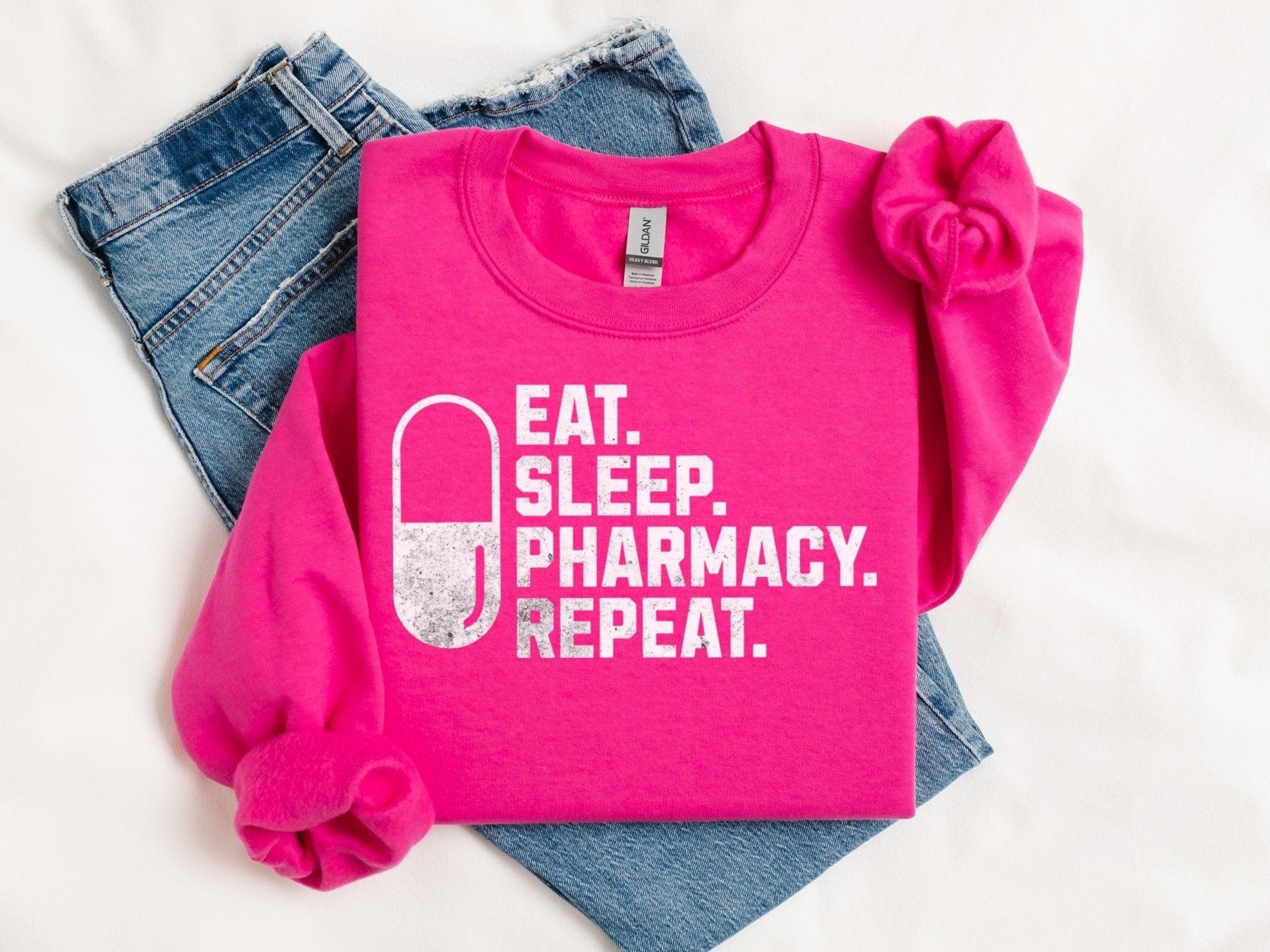 Eat Sleep Pharmacy Repeat Sweatshirt - Pharmacy Apparel for Pharmacists, Techs & Students