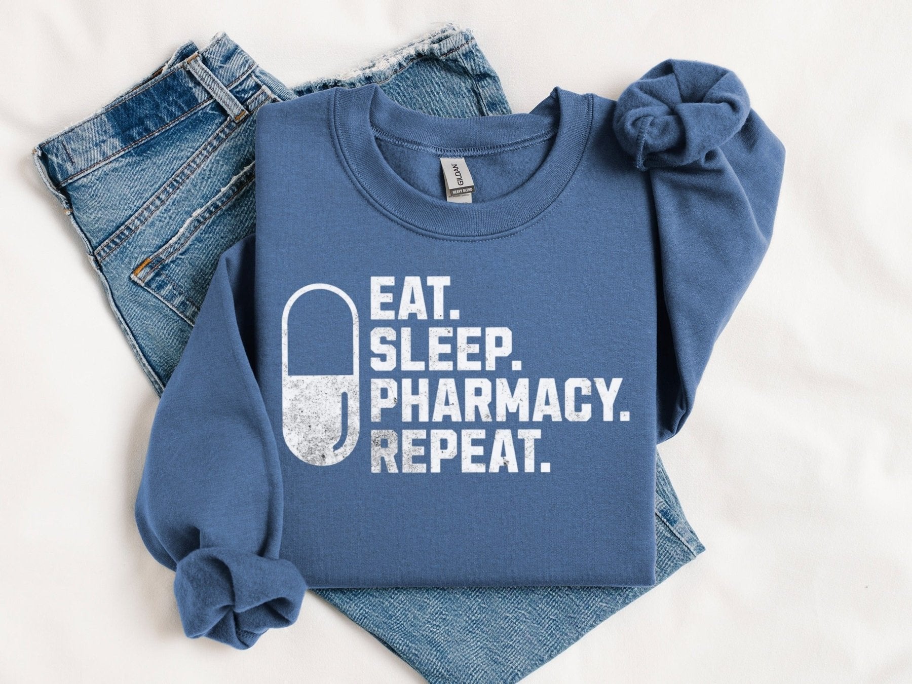 Eat Sleep Pharmacy Repeat Sweatshirt - Pharmacy Apparel for Pharmacists, Techs & Students