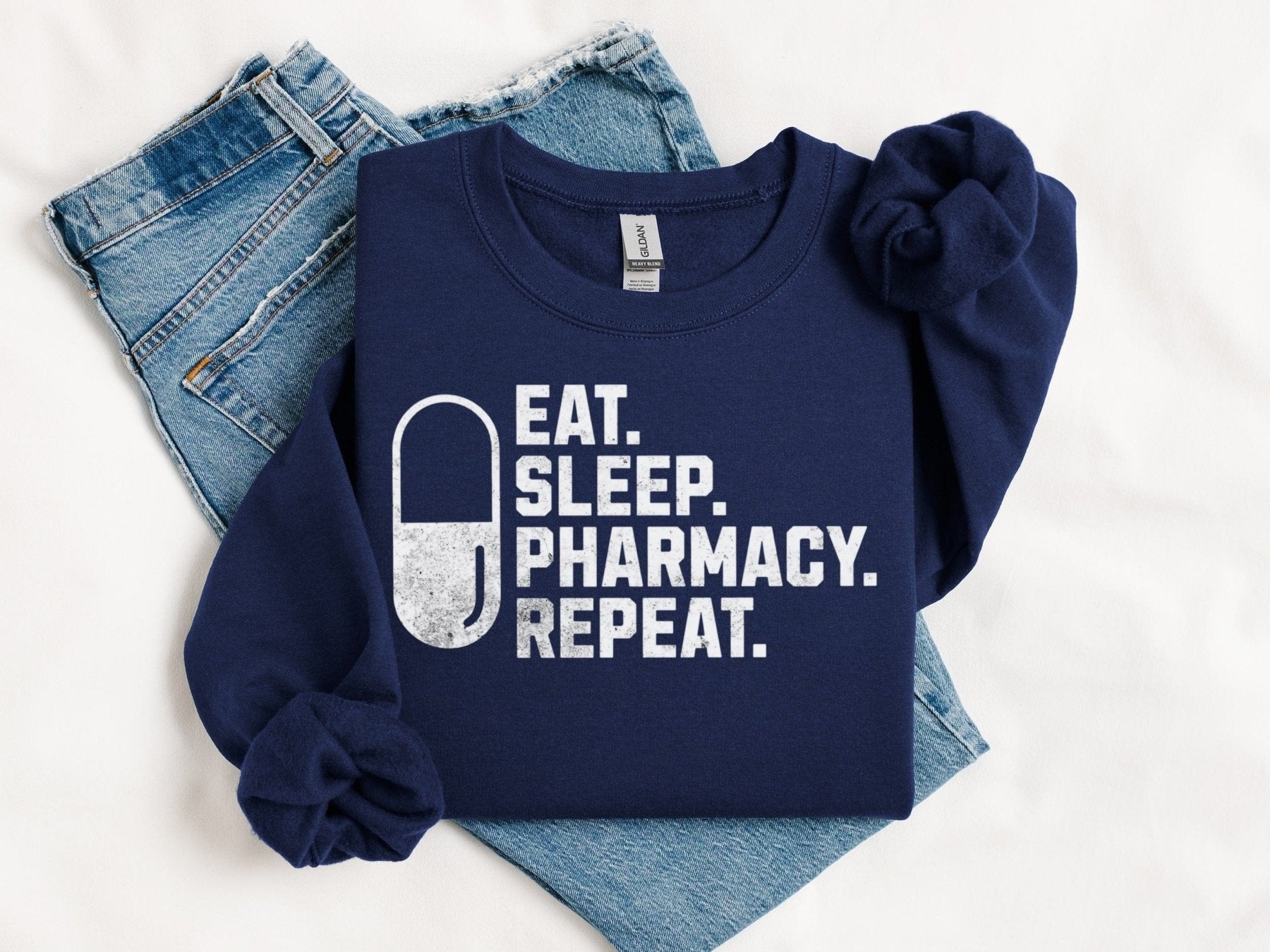 Eat Sleep Pharmacy Repeat Sweatshirt - Pharmacy Apparel for Pharmacists, Techs & Students