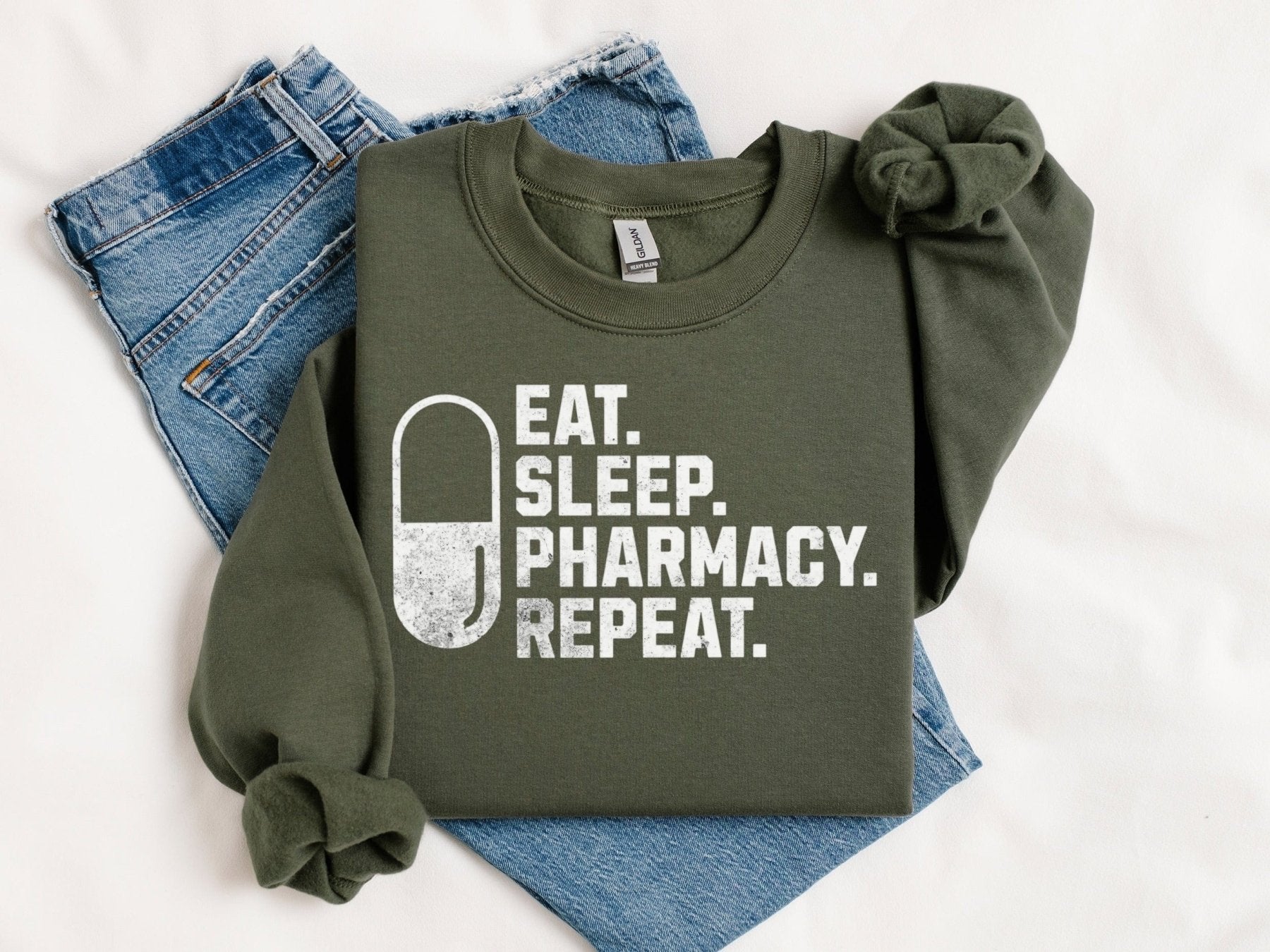 Eat Sleep Pharmacy Repeat Sweatshirt - Pharmacy Apparel for Pharmacists, Techs & Students