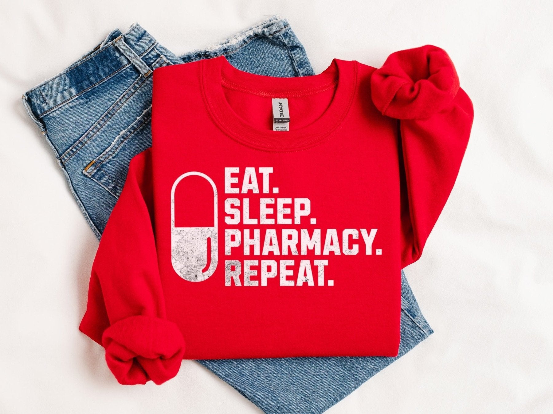 Eat Sleep Pharmacy Repeat Sweatshirt - Pharmacy Apparel for Pharmacists, Techs & Students