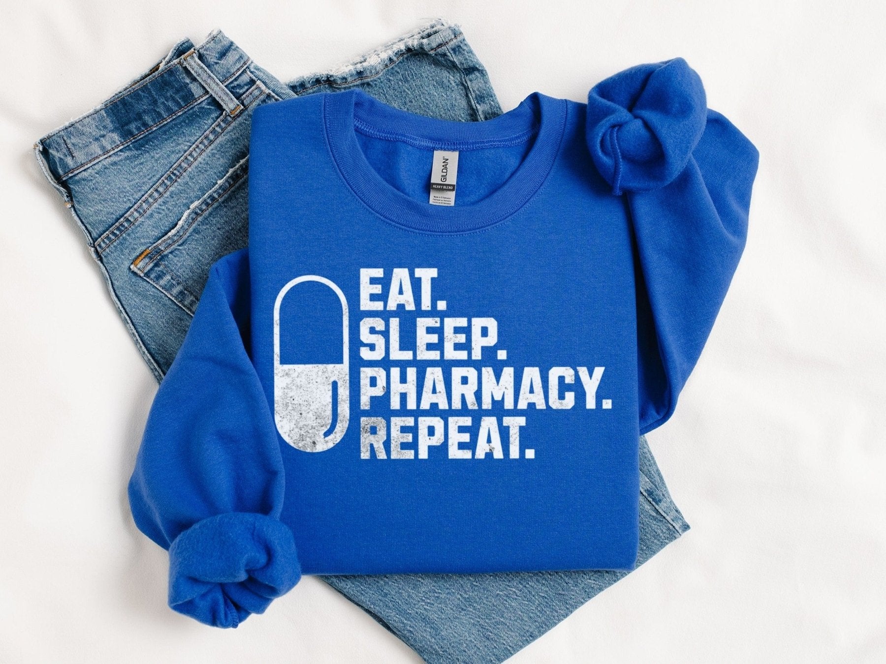 Eat Sleep Pharmacy Repeat Sweatshirt - Pharmacy Apparel for Pharmacists, Techs & Students