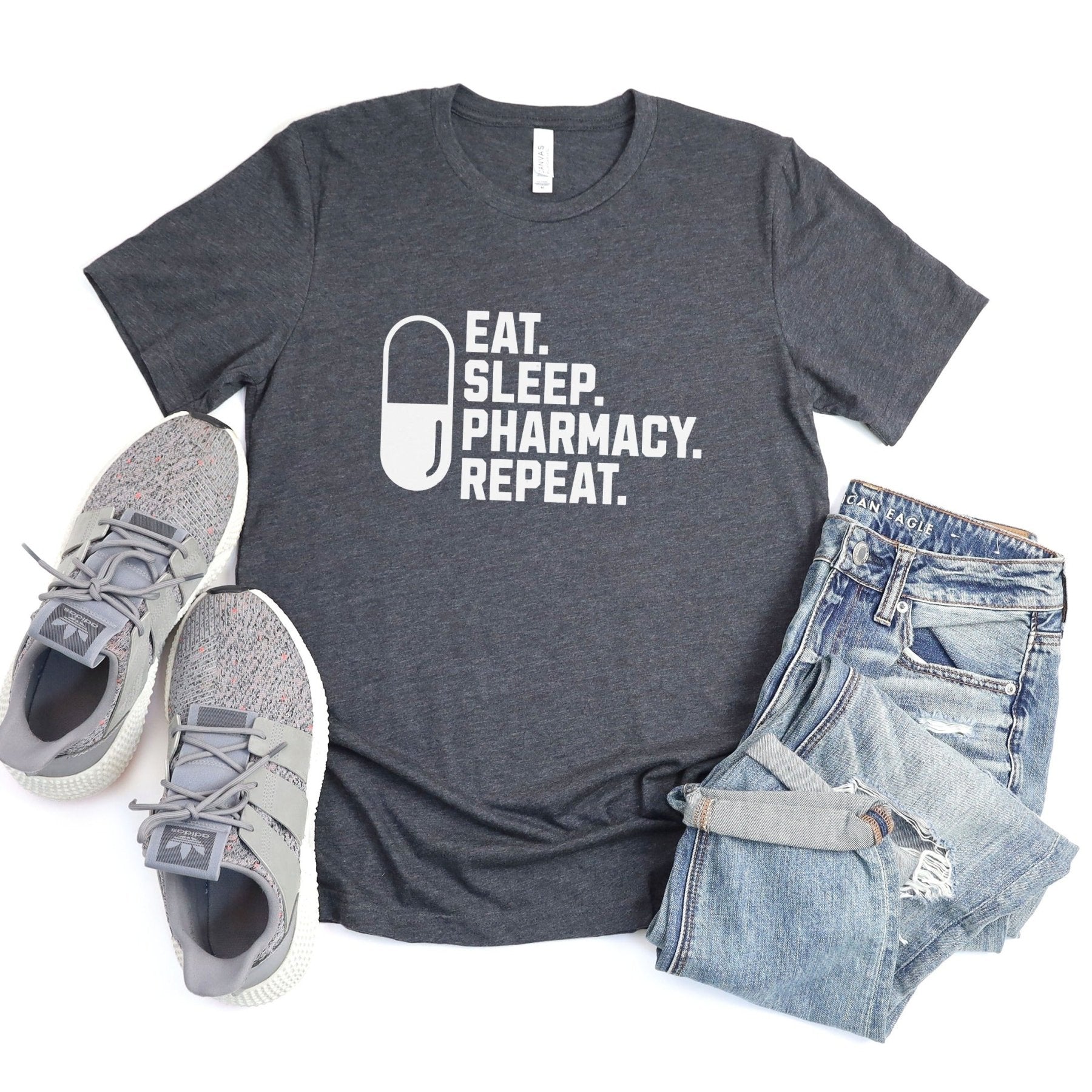 Eat Sleep Pharmacy Repeat Tee - Adverse Reactions - Pharmacy Apparel for Pharmacists, Techs & Students