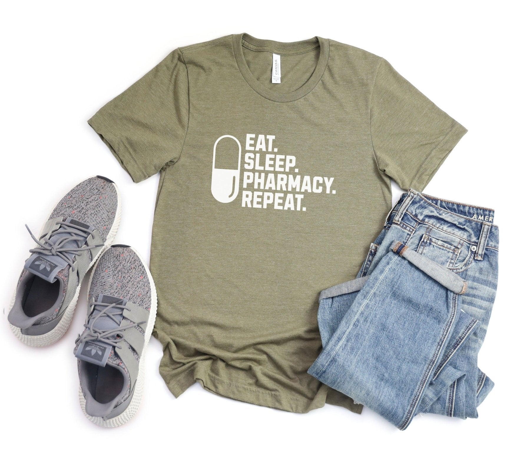Eat Sleep Pharmacy Repeat Tee - Adverse Reactions - Pharmacy Apparel for Pharmacists, Techs & Students