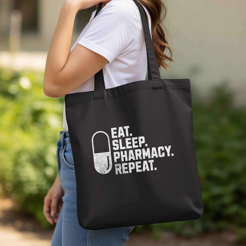 Eat Sleep Pharmacy Repeat Tote Bag - Pharmacy Apparel for Pharmacists, Techs & Students