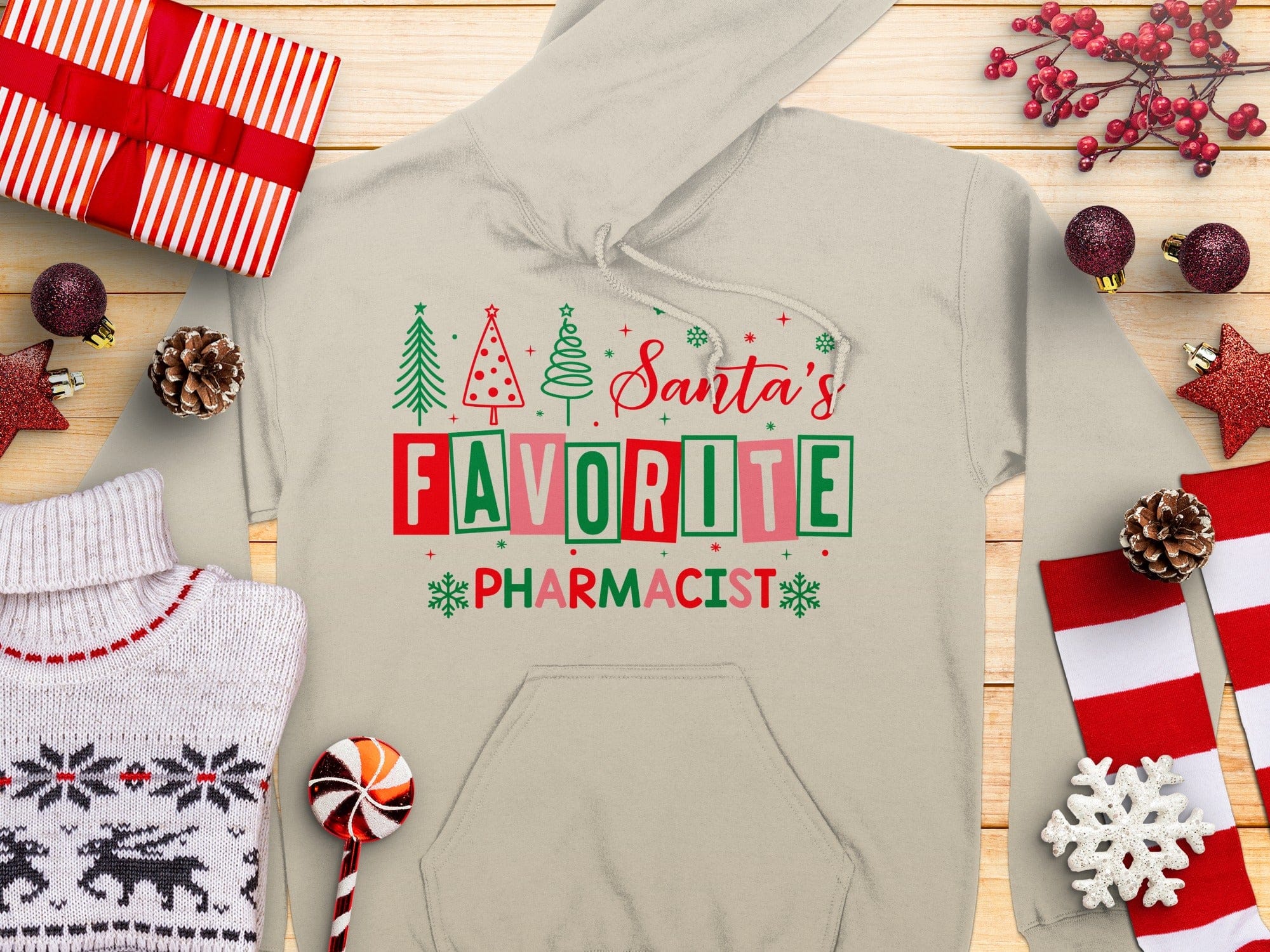Santa's Favorite Pharmacist Festive Hoodie Product