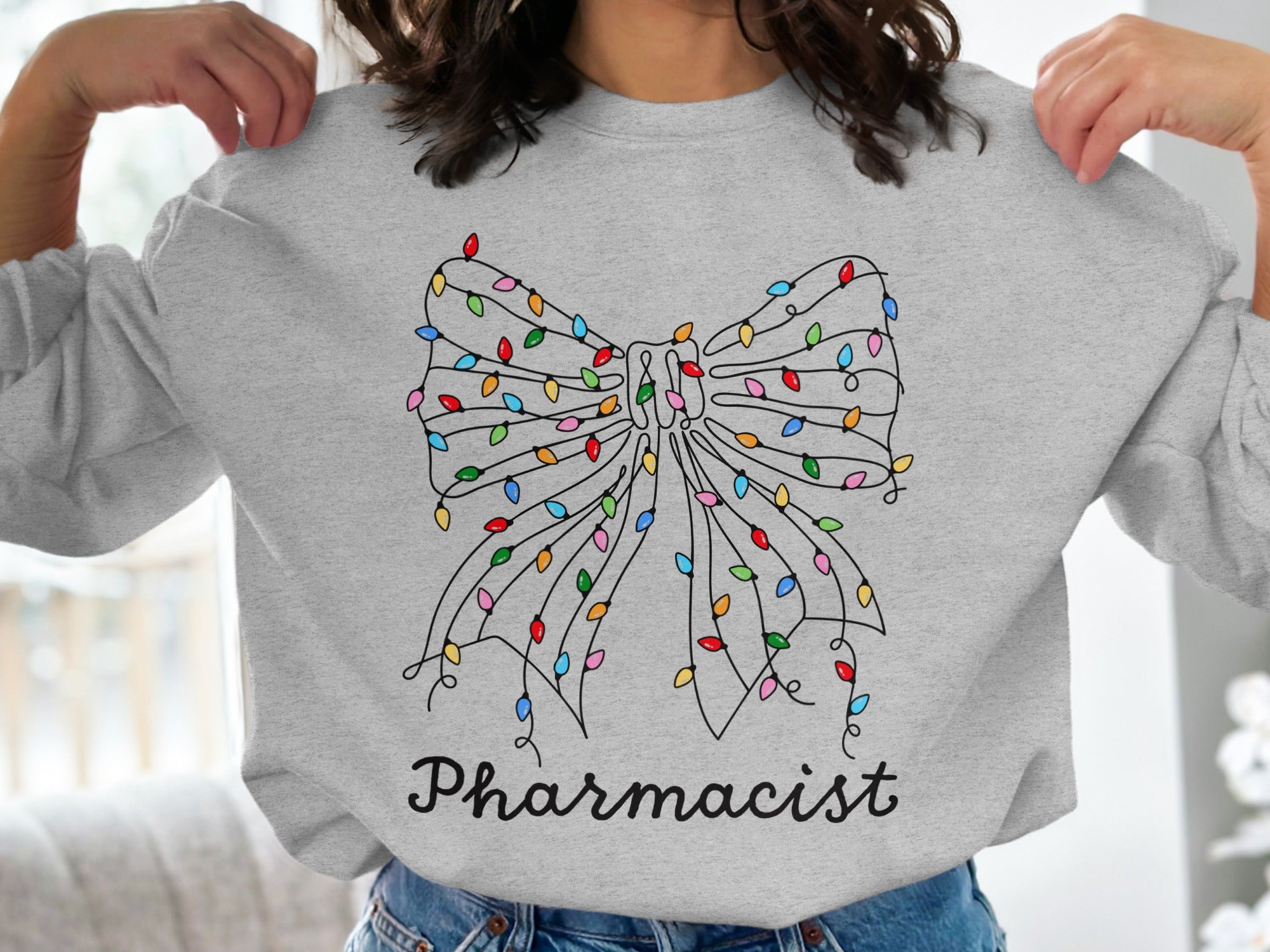 Holiday Bow with Colorful Lights Pharmacist Shirt