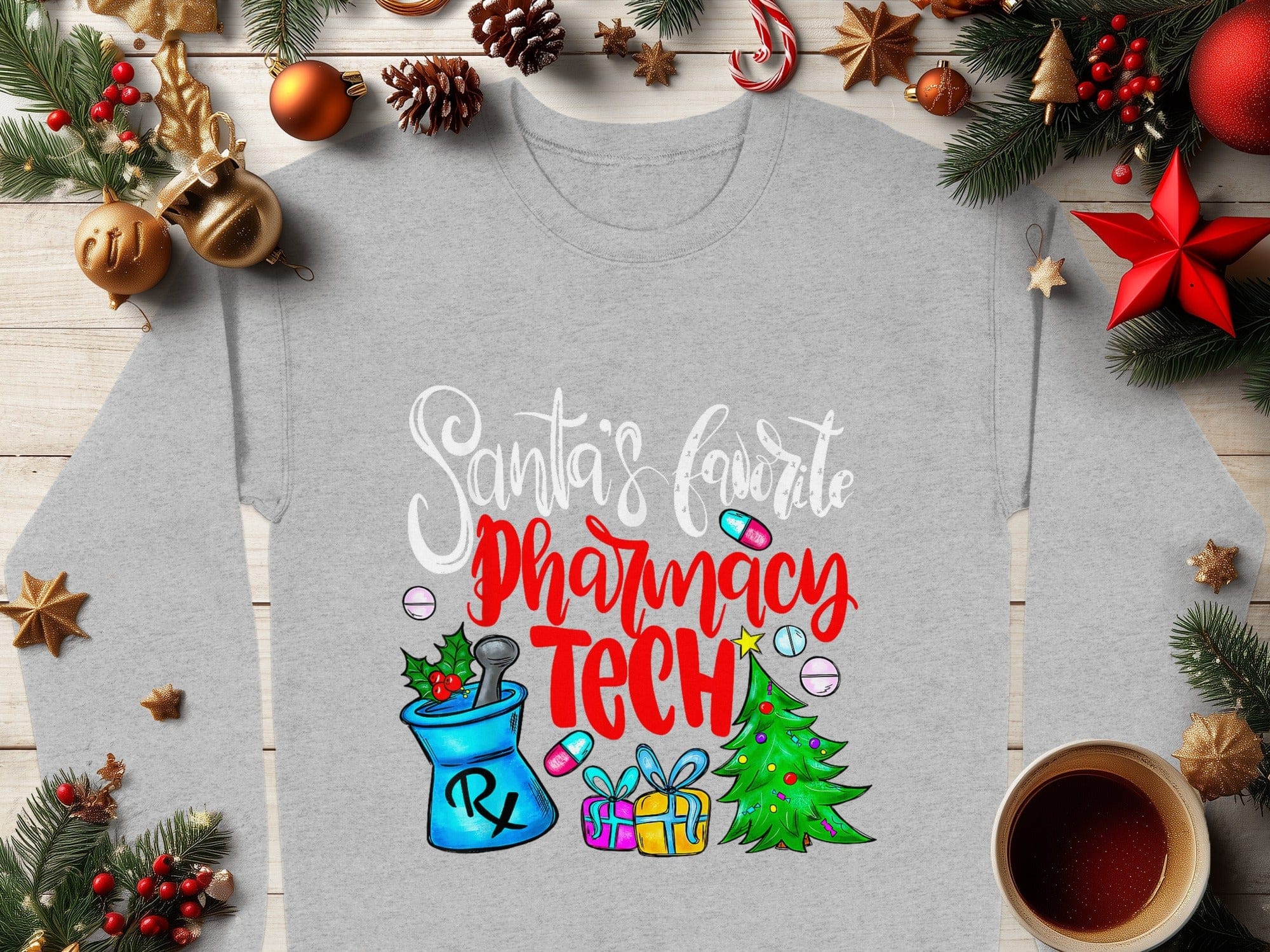 Santa's Favorite Pharmacy Tech Christmas Shirt
