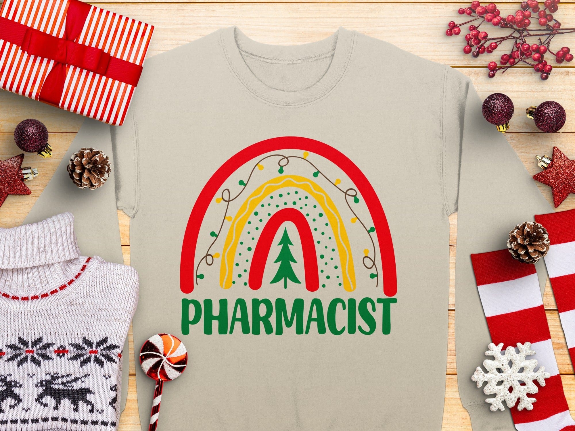 Festive Pharmacist Rainbow Design Sweatshirt