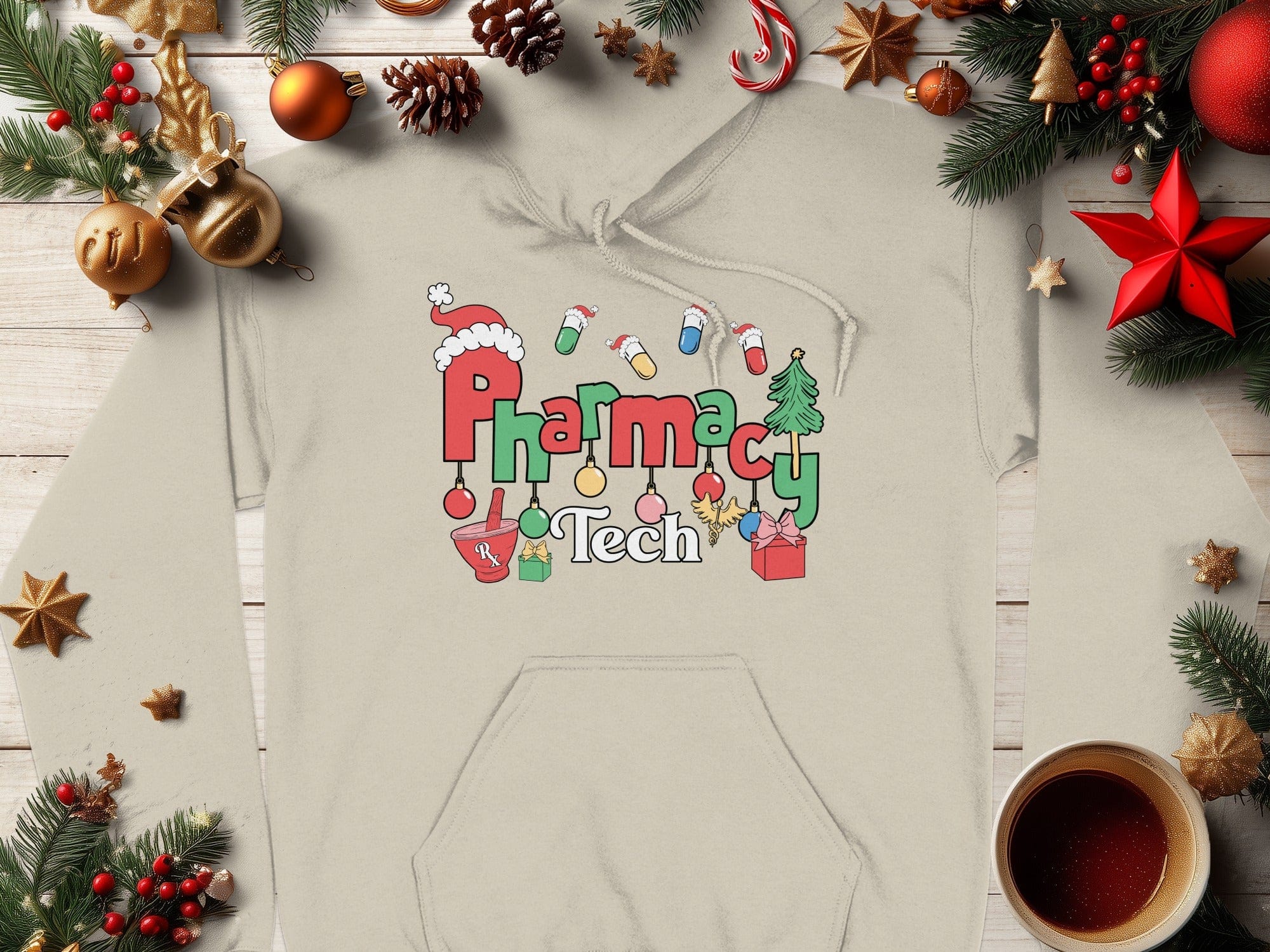 Festive Holiday Pharmacy Tech Christmas Hoodie