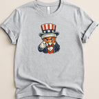 Cartoon Uncle Sam pointing forward, wearing a top hat and bow tie.