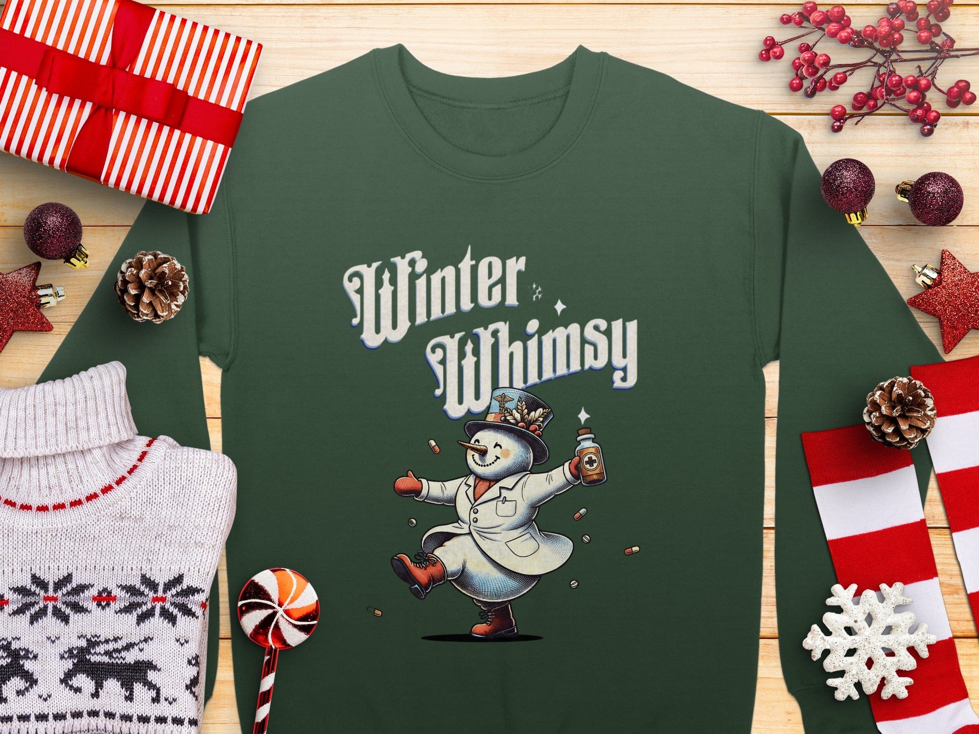 Winter Whimsy Festive Snowman Graphic Sweater product