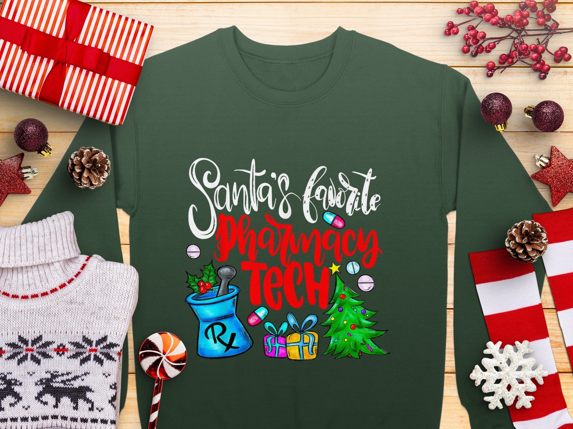 Santa's Favorite Pharmacy Tech Holiday Shirt