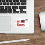 Sticker with "SAY NO TO DRUGS" text superimposed over "PERHAPS".