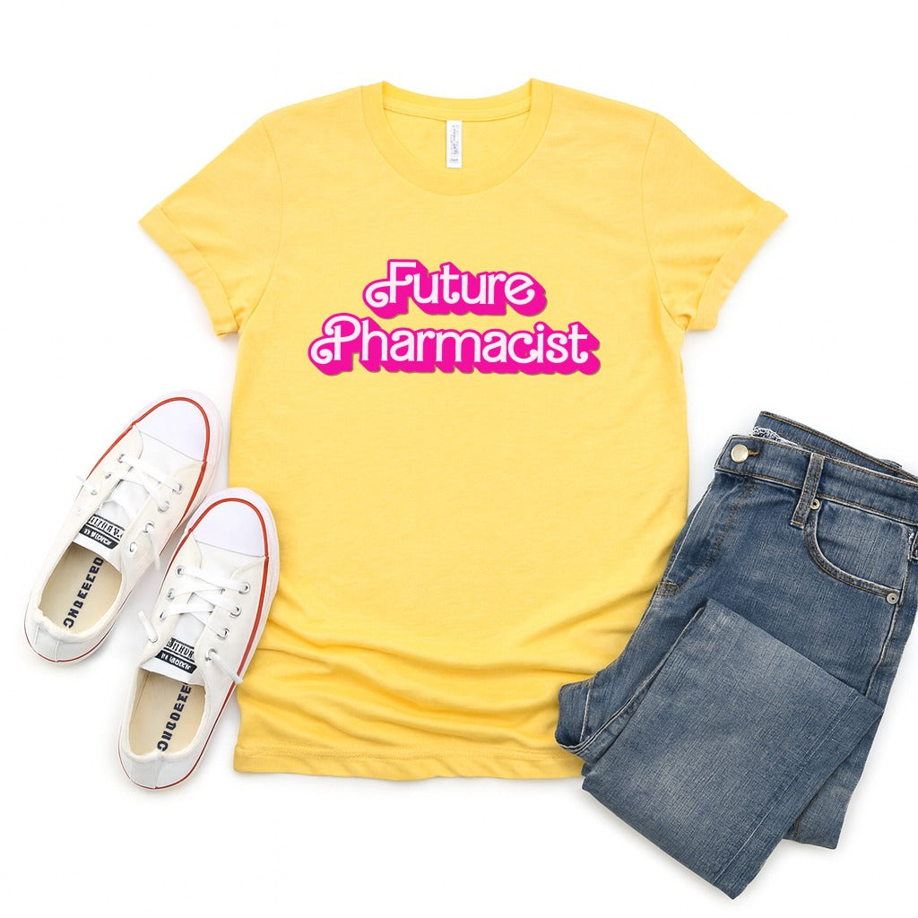Stylish Yellow Future Pharmacist T-shirt Design