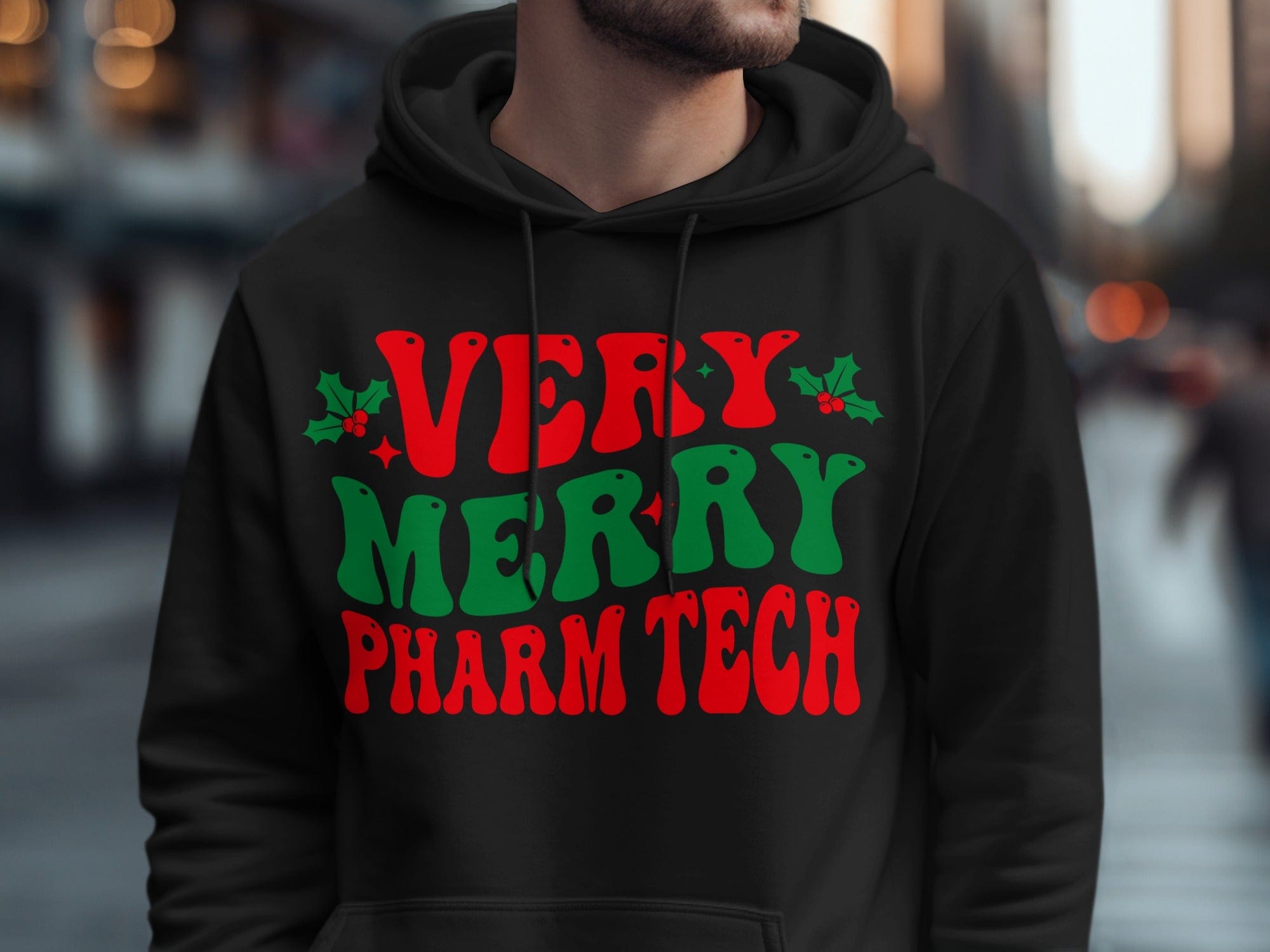 Very Merry Pharm Tech Hooded Sweatshirt for Holidays