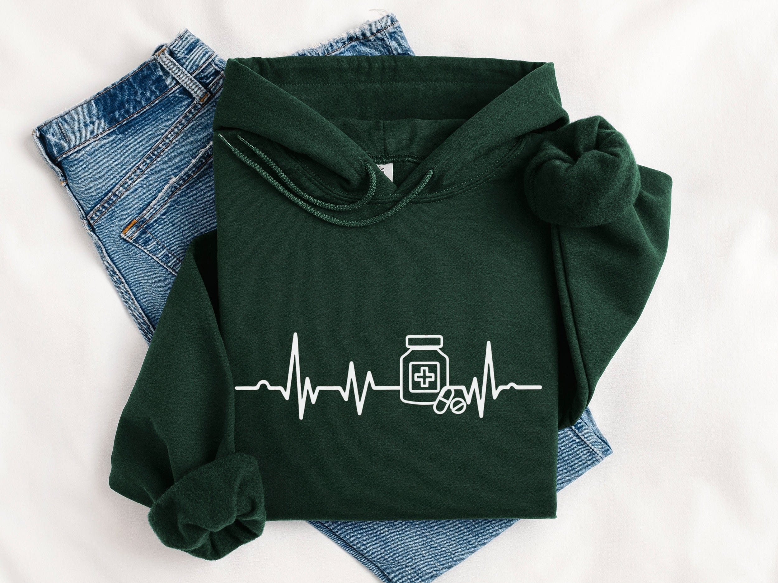 Hoodie with Medical Theme and Heartbeat Design