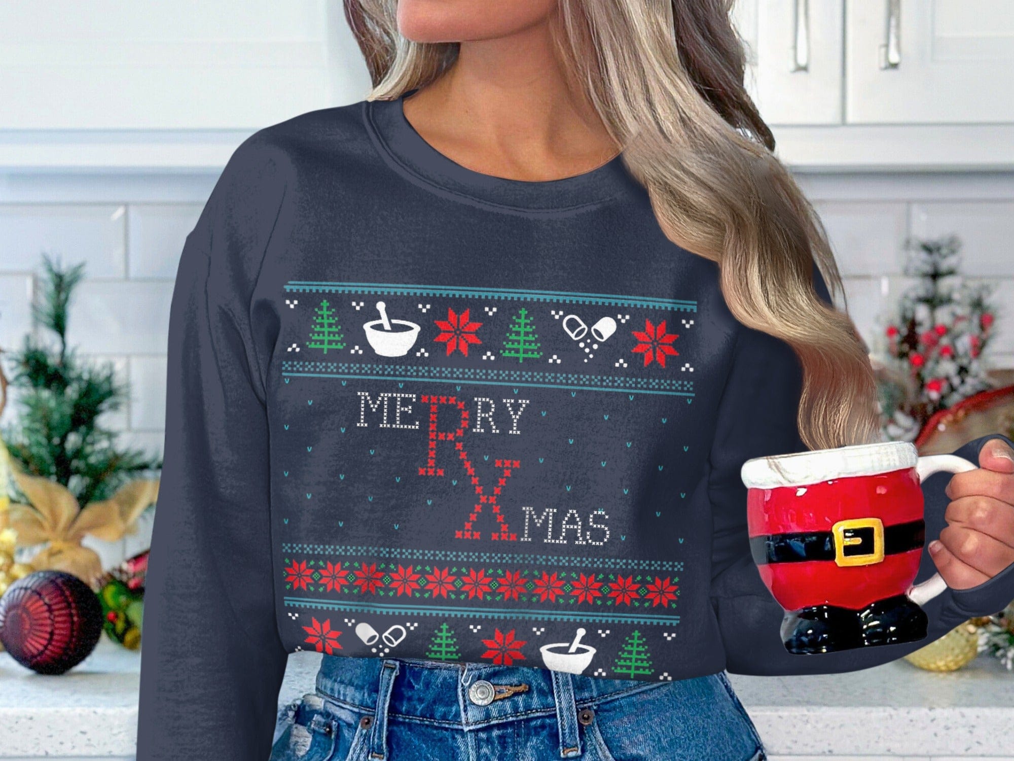 Festive Merry Xmas Printed Long Sleeve Sweatshirt product