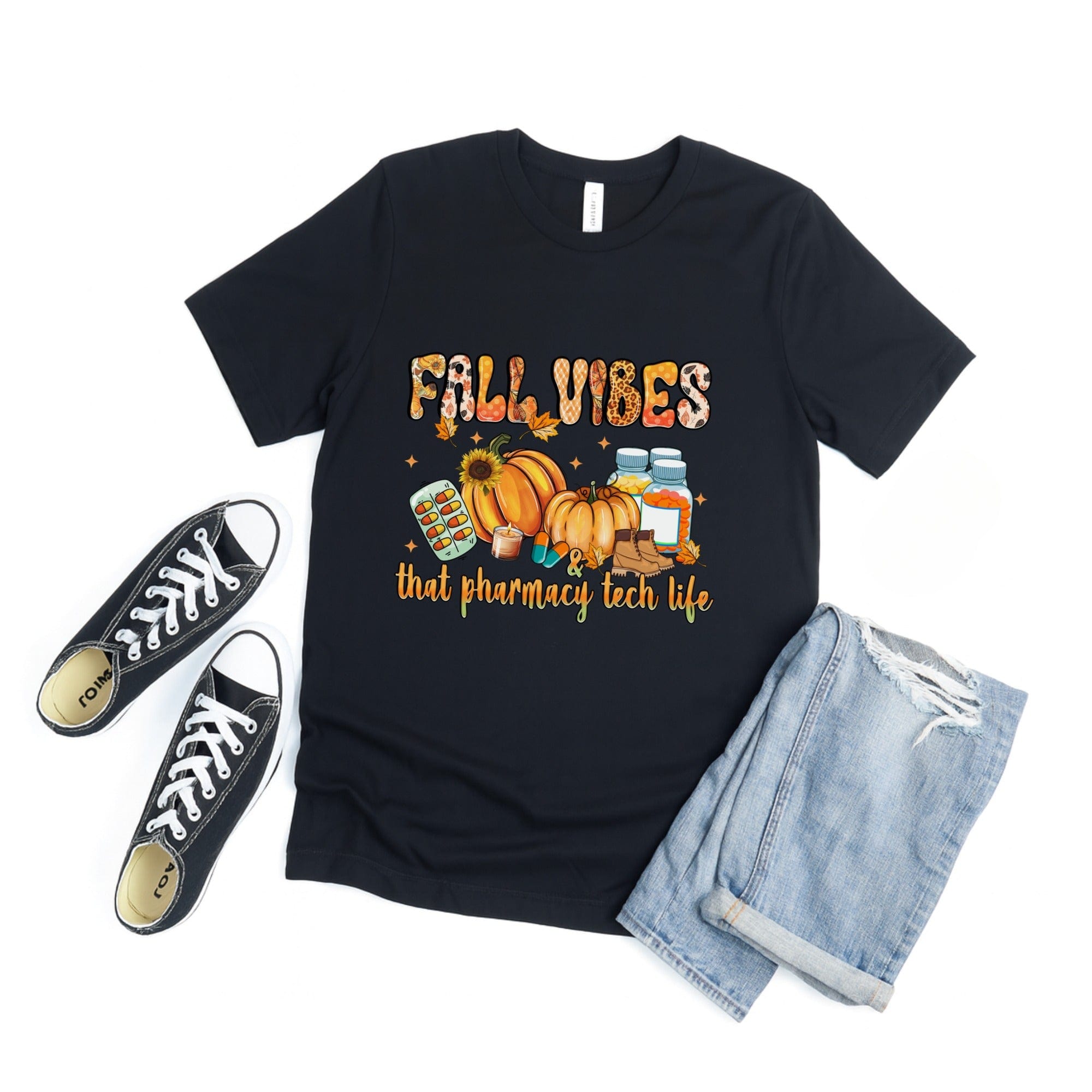 Fall Vibes Pharmacy Tech Life T-Shirt Product