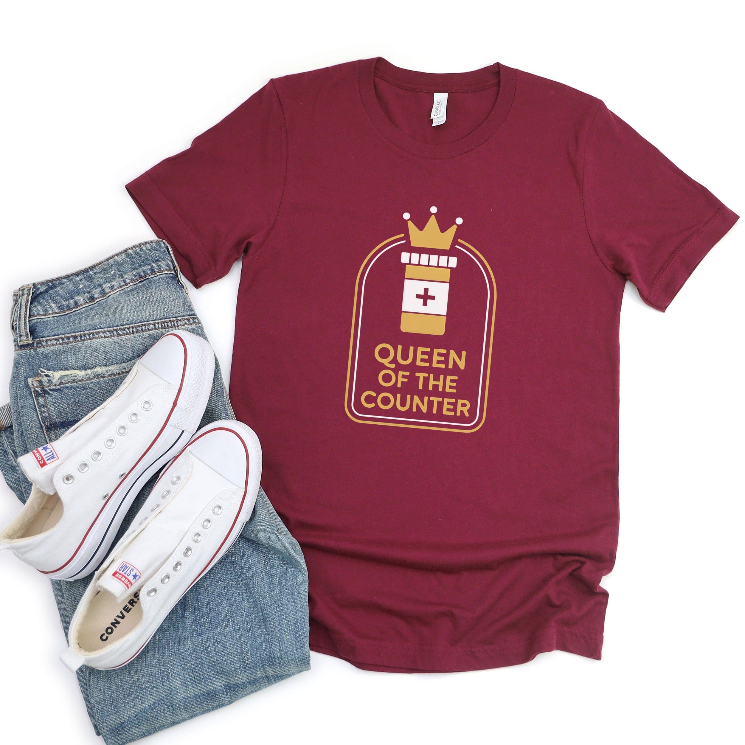 Queen of the Counter Burgundy T-shirt product type