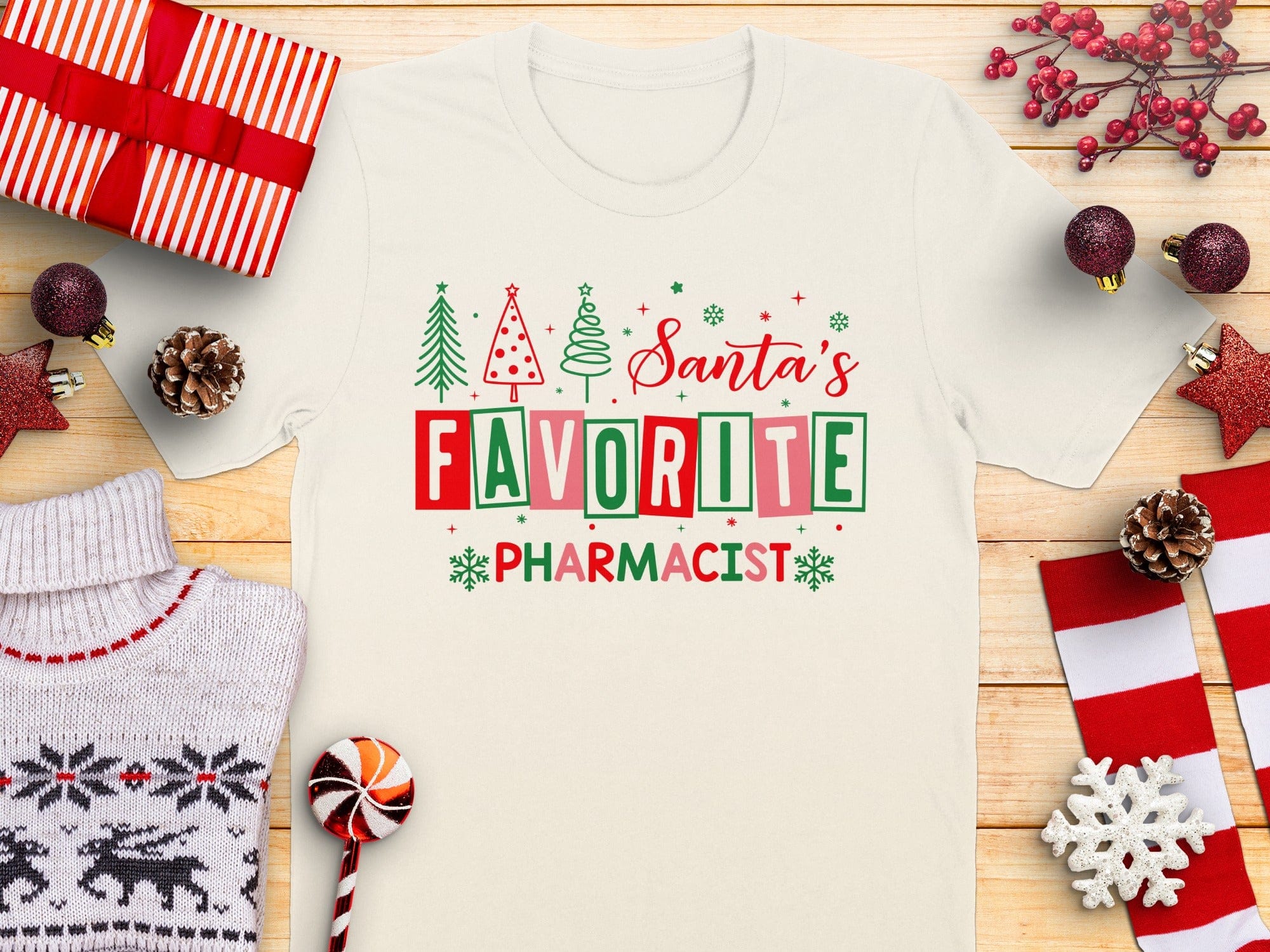 Santa's Favorite Pharmacist Christmas T-shirt product