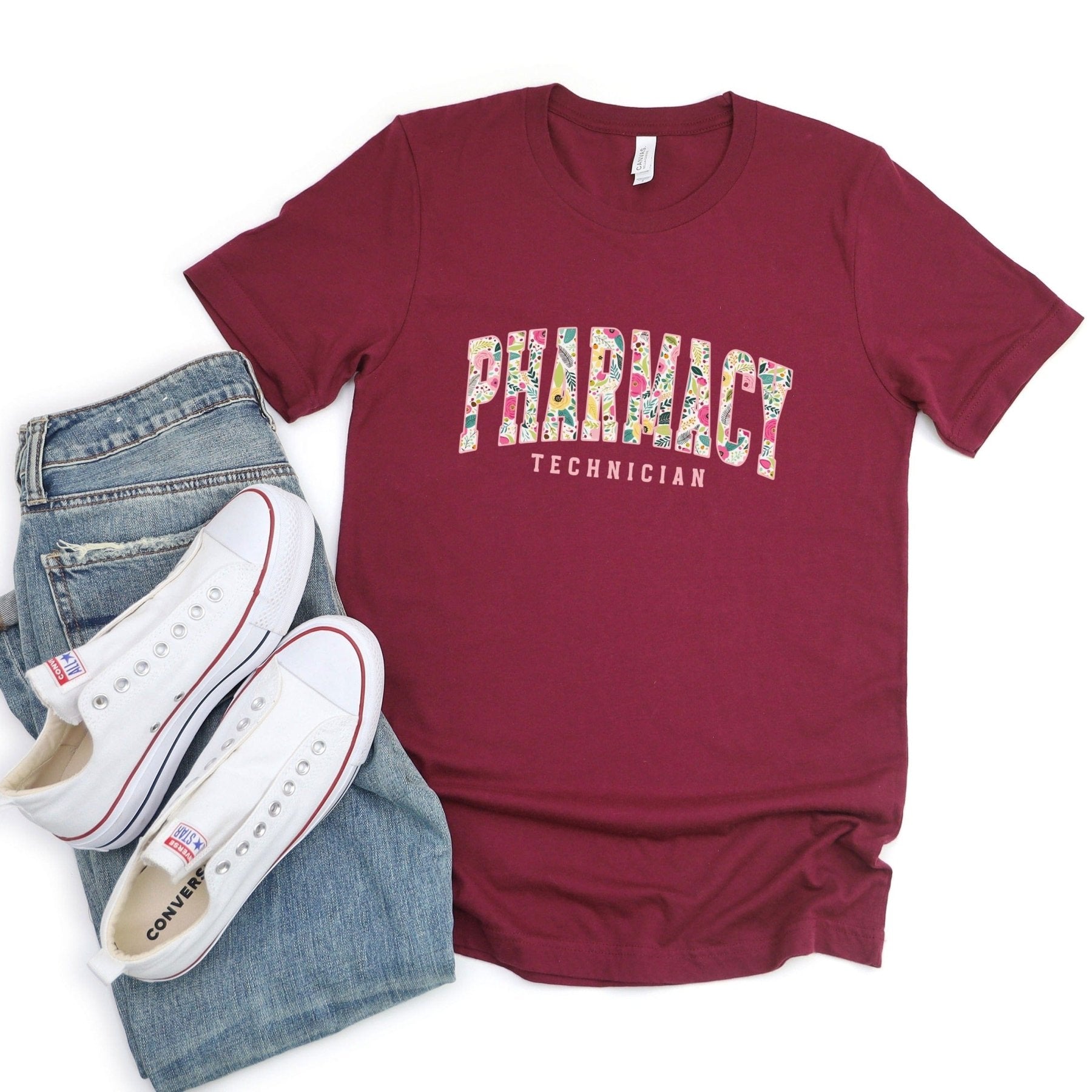 Floral Pharmacy Technician Tee - Adverse Reactions - Pharmacy Apparel for Pharmacists, Techs & Students