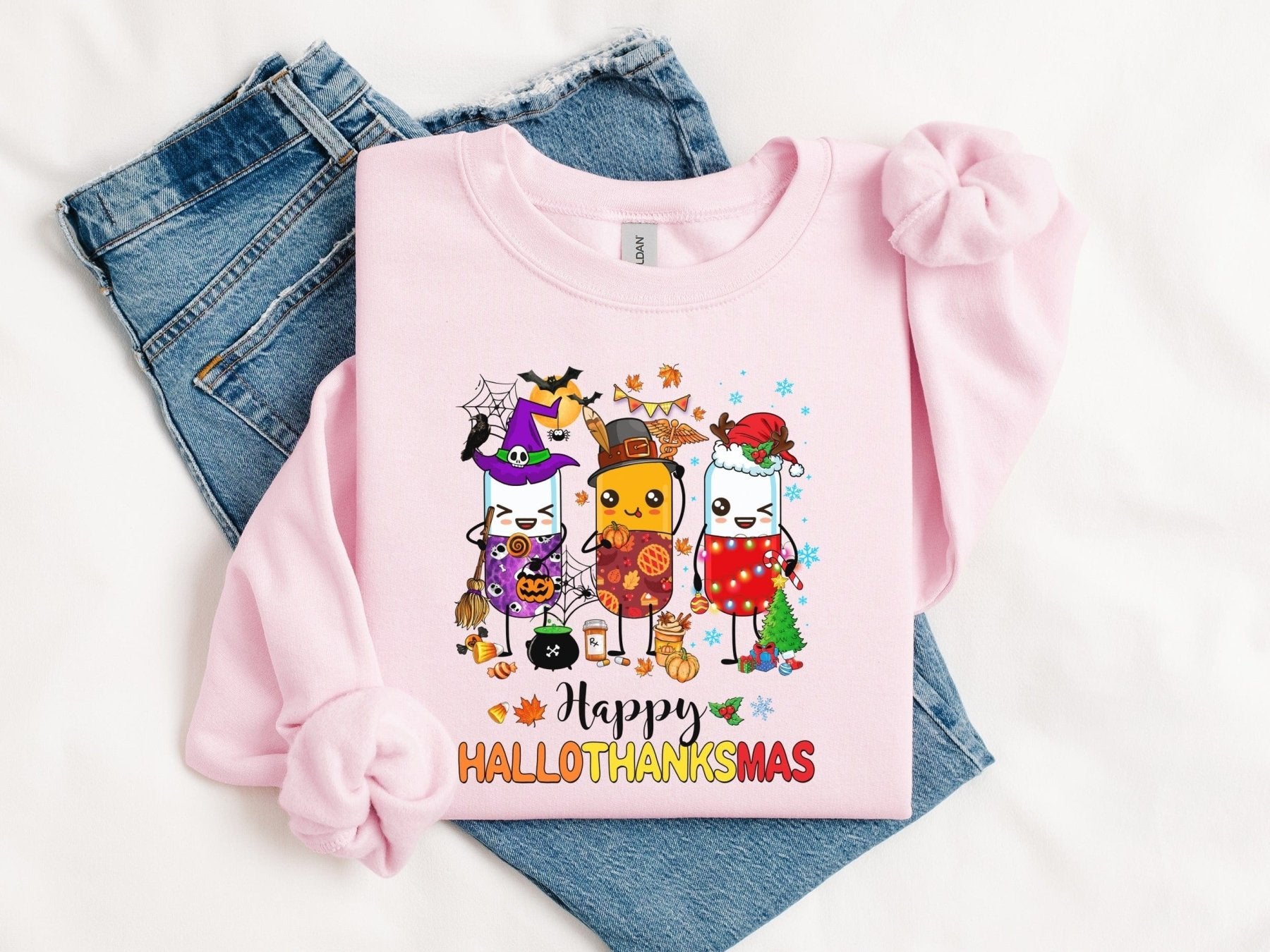 Happy Hallothanksmas Sweatshirt - Adverse Reactions - Pharmacy Apparel for Pharmacists, Techs & Students