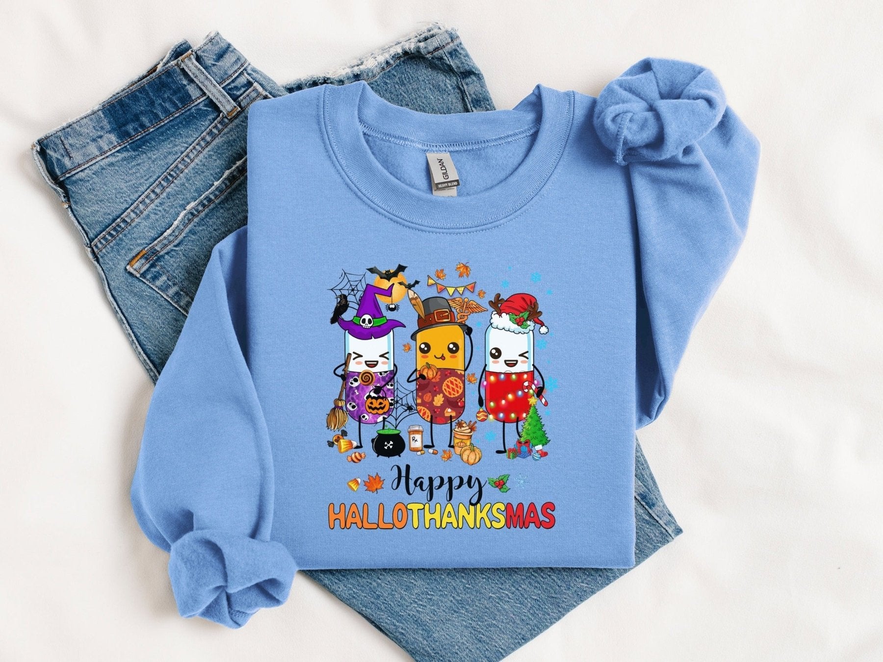 Happy Hallothanksmas Sweatshirt - Adverse Reactions - Pharmacy Apparel for Pharmacists, Techs & Students