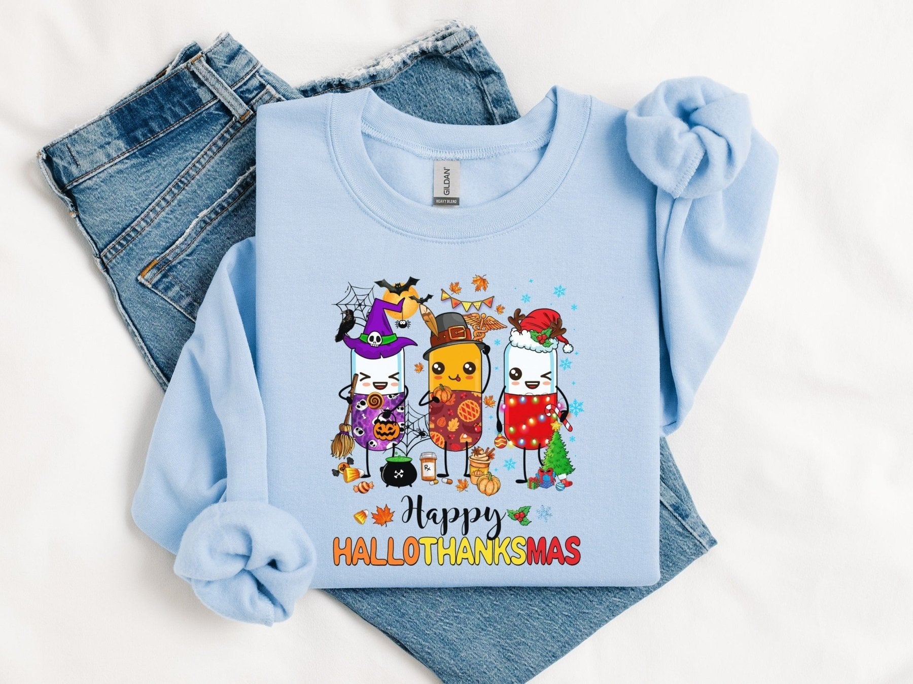 Happy Hallothanksmas Sweatshirt - Adverse Reactions - Pharmacy Apparel for Pharmacists, Techs & Students
