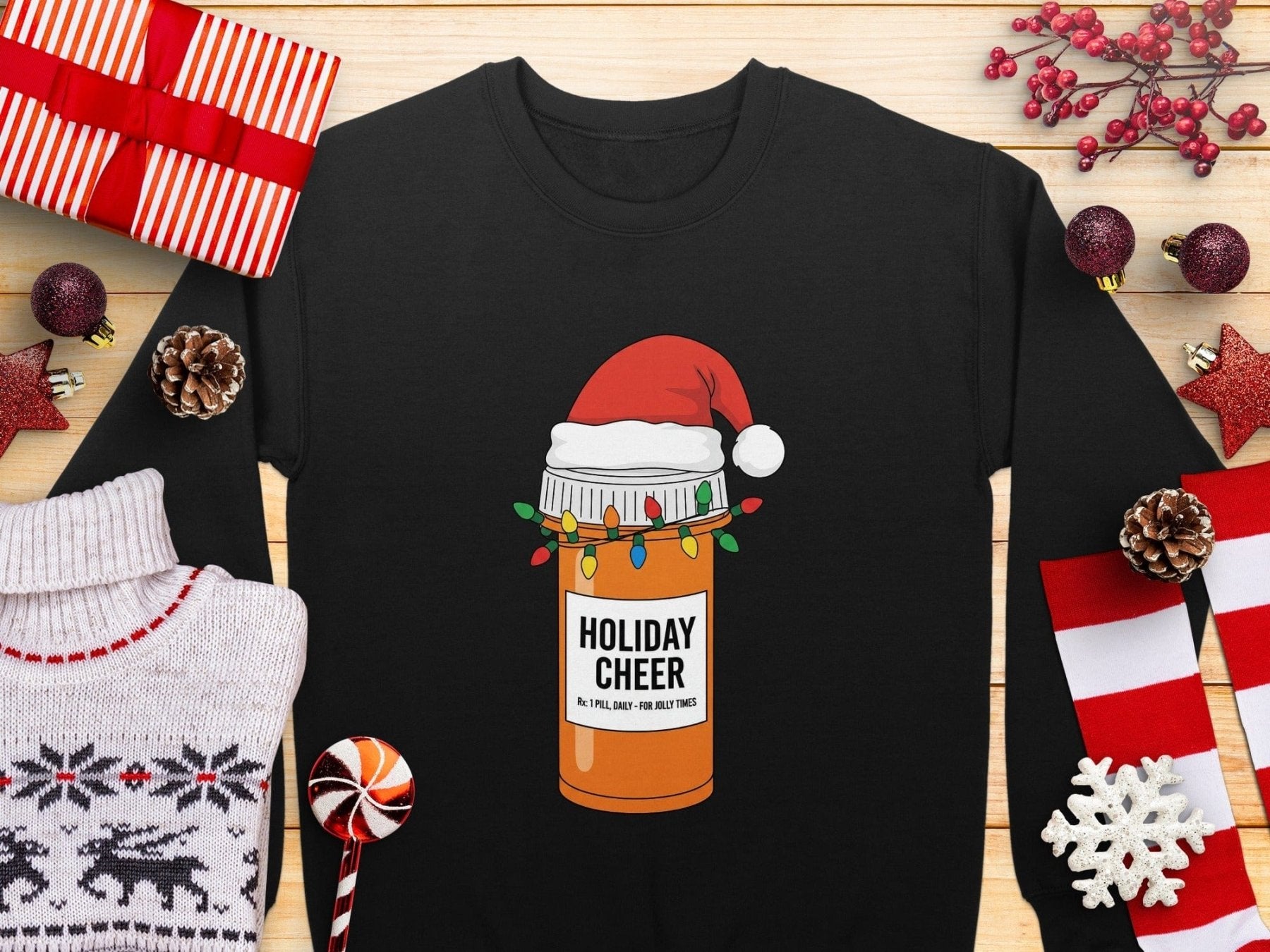 Holiday Cheer Prescription Sweatshirt - Adverse Reactions - Pharmacy Apparel for Pharmacists, Techs & Students