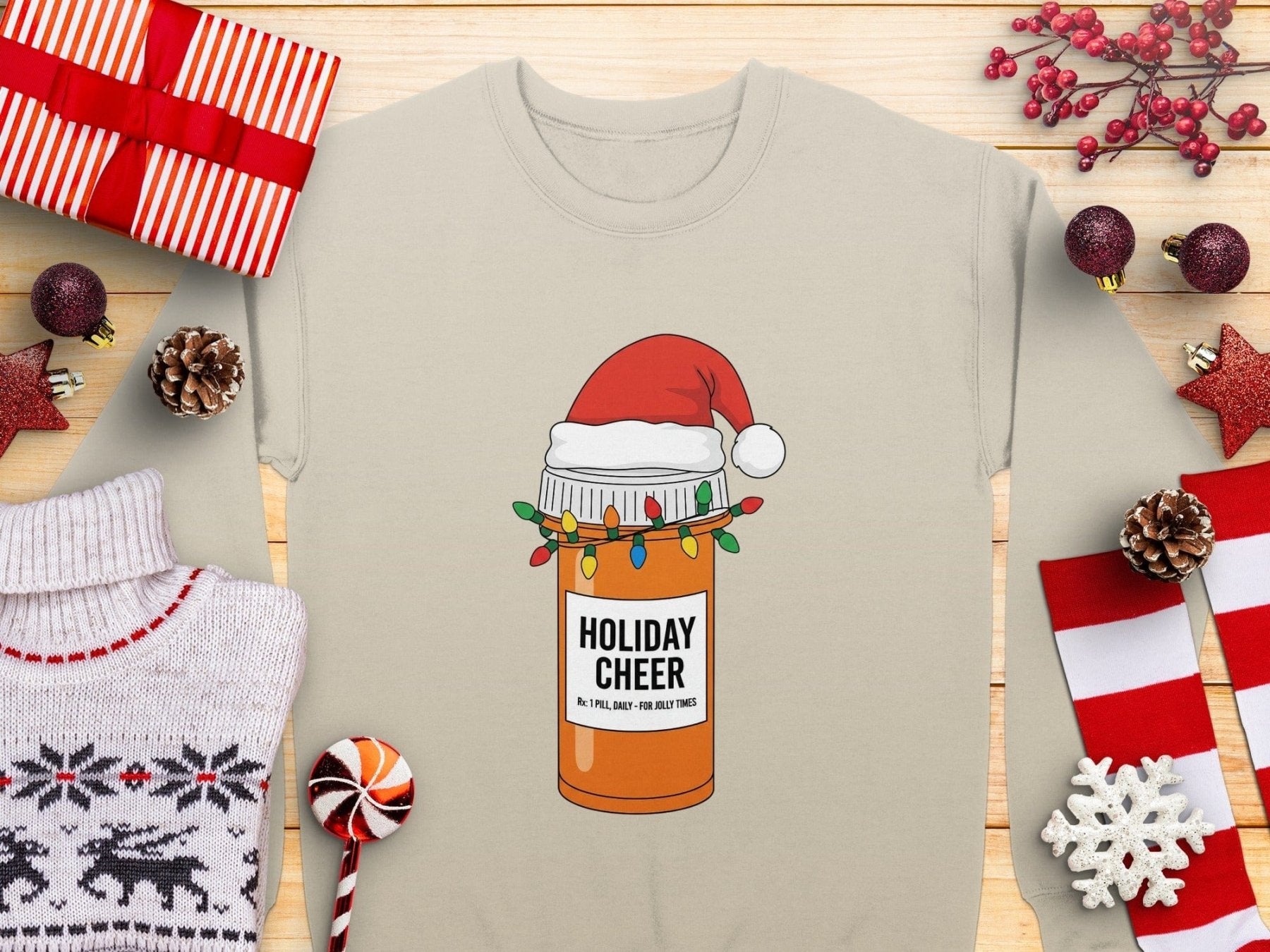 Holiday Cheer Prescription Sweatshirt - Adverse Reactions - Pharmacy Apparel for Pharmacists, Techs & Students