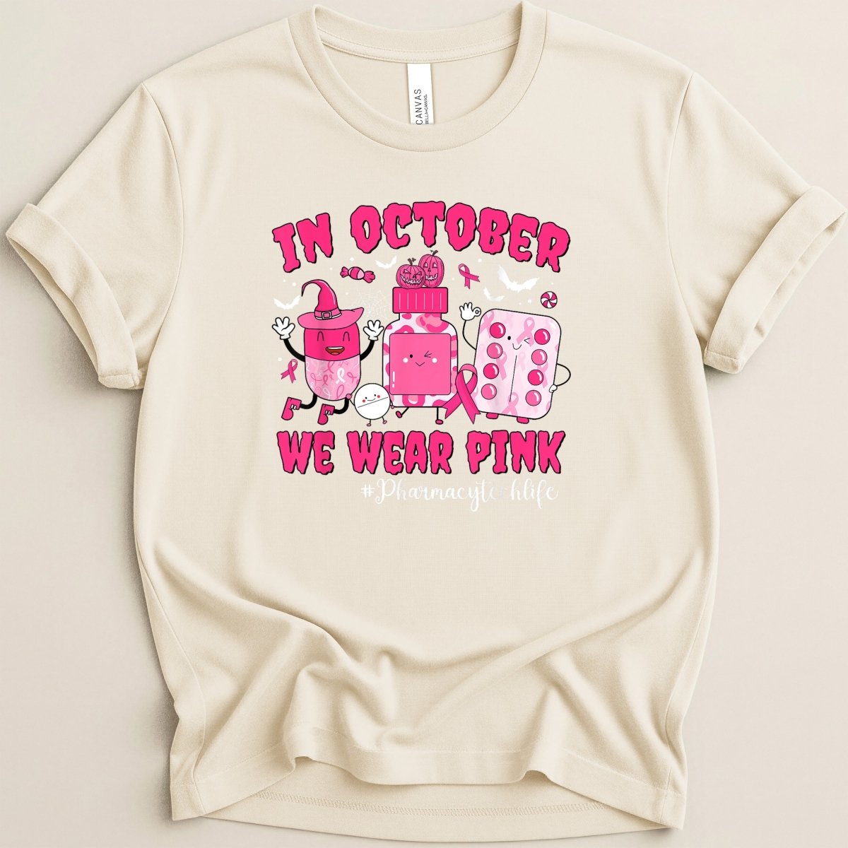 In October We Wear Pink Pharmacy Tech Tee - Adverse Reactions