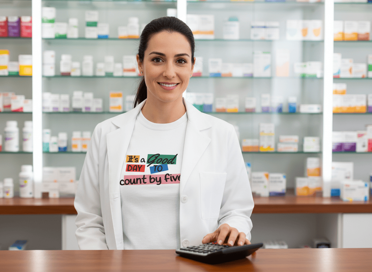 It’s a Good Day to Count by Fives Tee - Adverse Reactions - Pharmacy Apparel for Pharmacists, Techs & Students