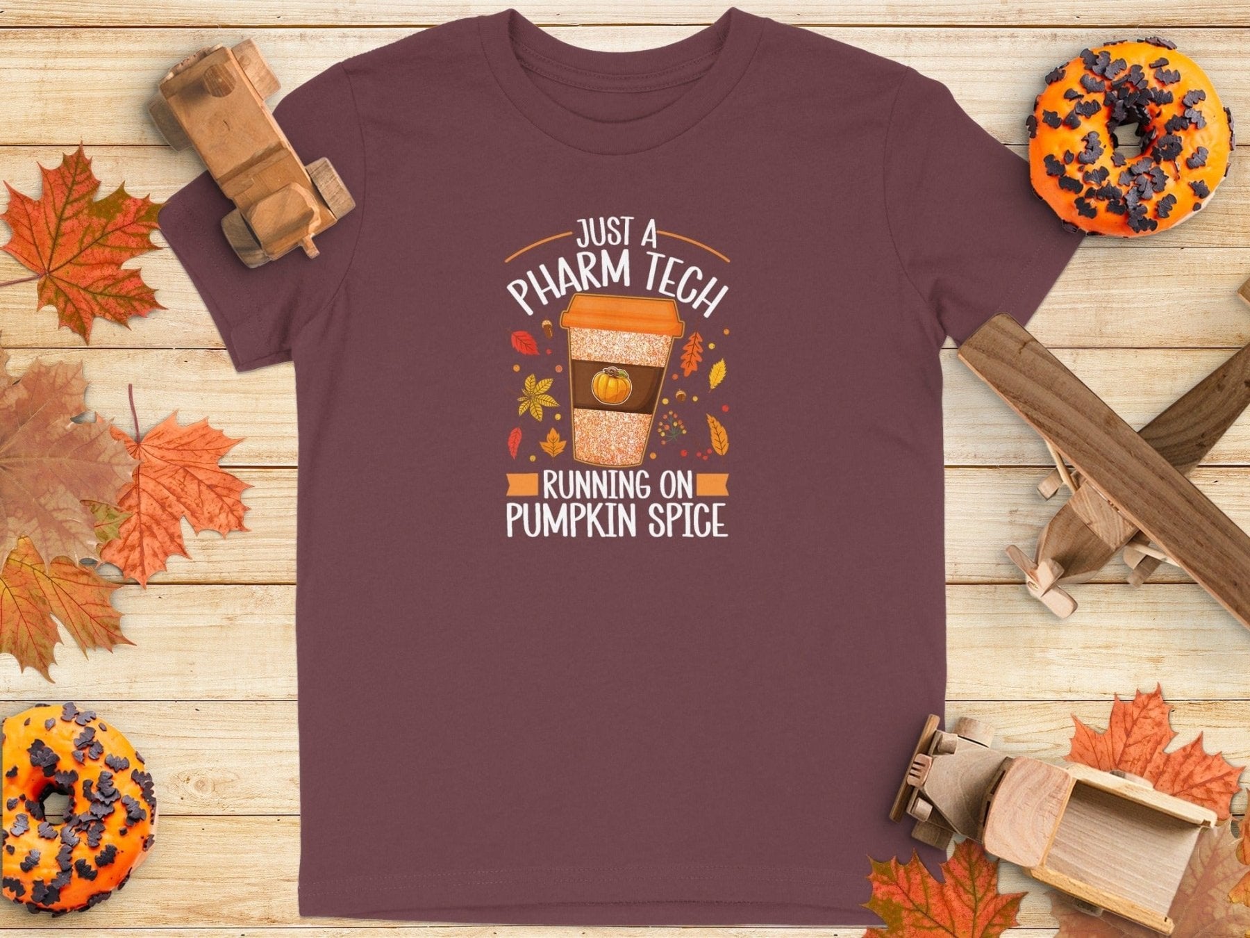 Just a Pharm Tech Running on Pumpkin Spice Tee - Adverse Reactions - Pharmacy Apparel for Pharmacists, Techs & Students