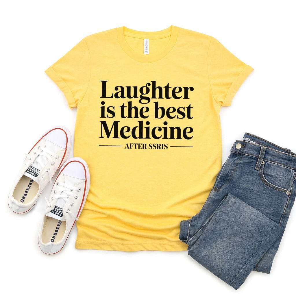 Laughter is the Best Medicine After SSRIs Tee - Adverse Reactions - Pharmacy Apparel for Pharmacists, Techs & Students