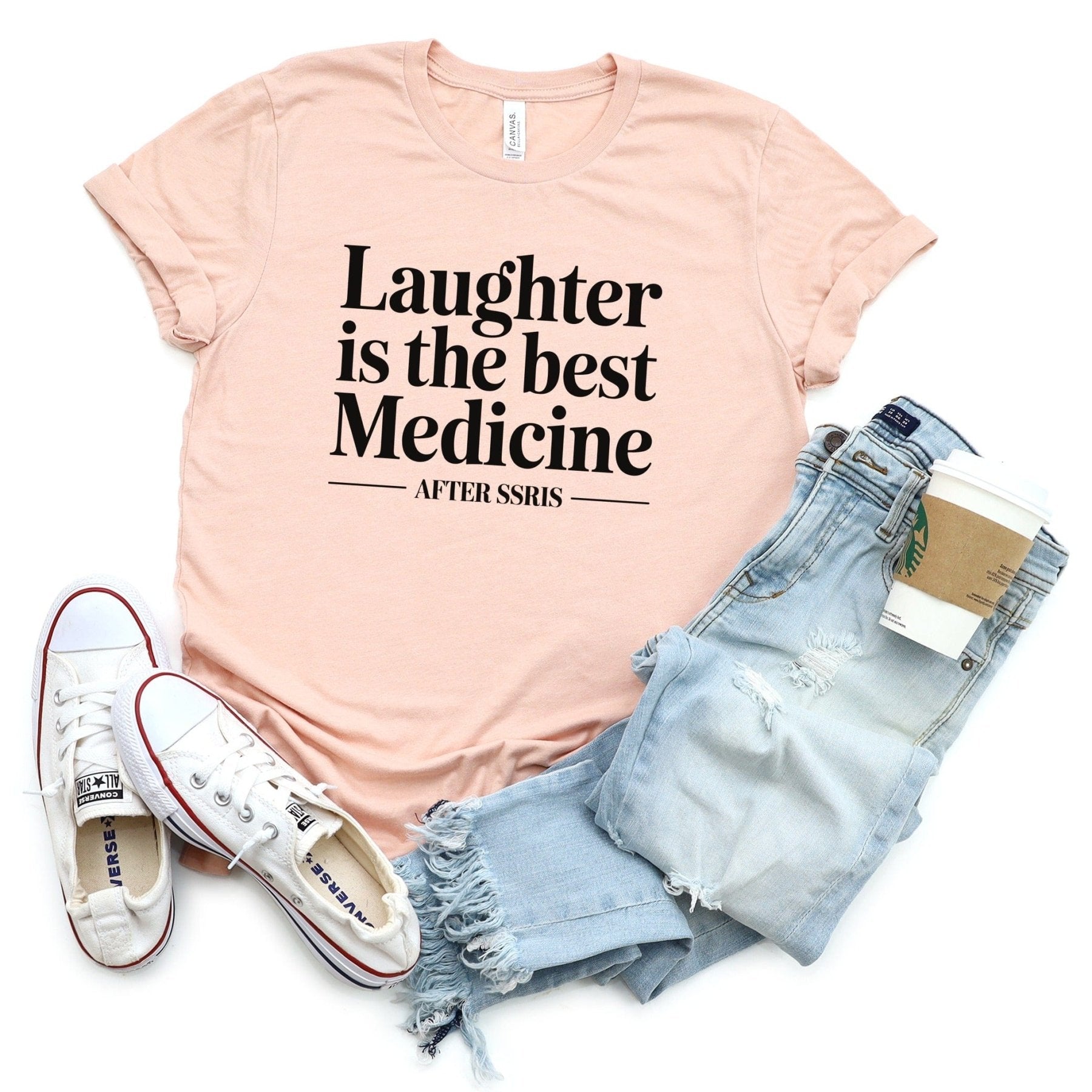 Laughter is the Best Medicine After SSRIs Tee - Adverse Reactions - Pharmacy Apparel for Pharmacists, Techs & Students