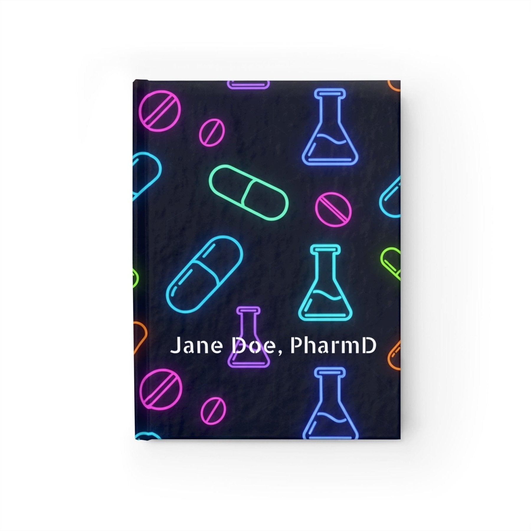Neon Pharmacy Icons Journal – Custom Personalization - Pharmacy Apparel for Pharmacists, Techs & Students