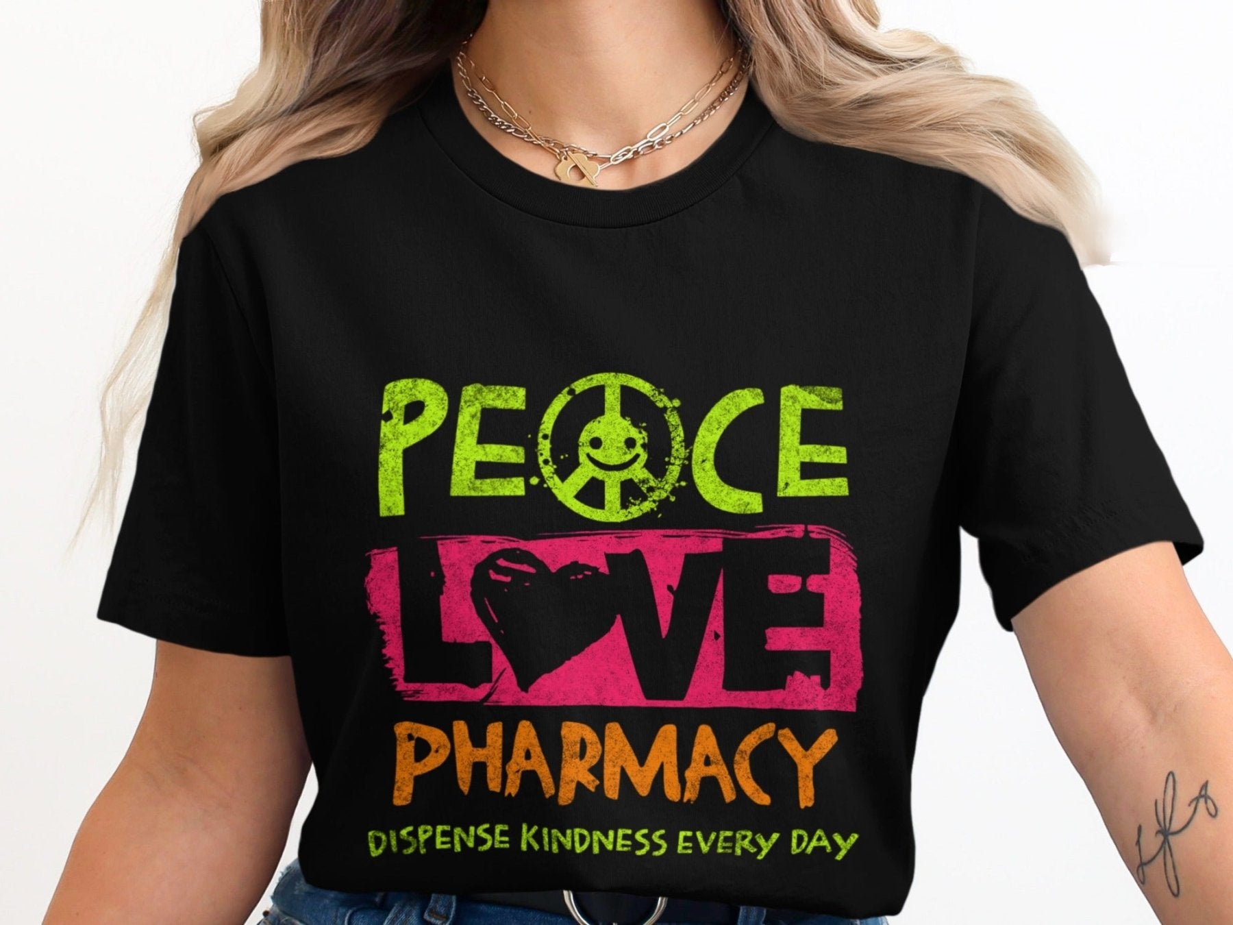 Peace Love Pharmacy Tee - Adverse Reactions - Pharmacy Apparel for Pharmacists, Techs & Students