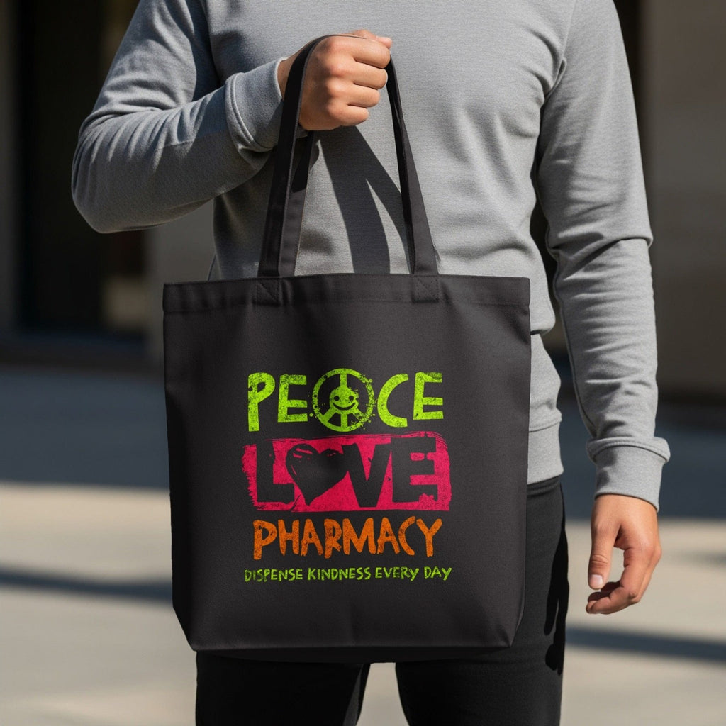 Peace Love Pharmacy Tote Bag - Adverse Reactions - Pharmacy Apparel for Pharmacists, Techs & Students