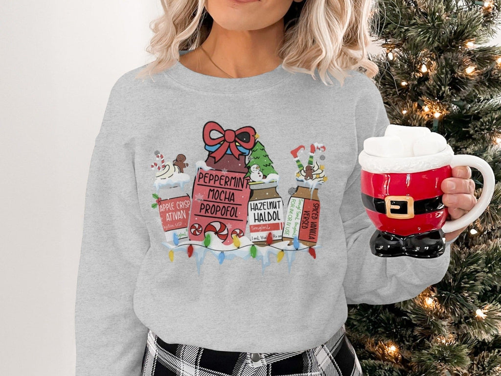 Peppermint Mocha Propofol Christmas Sweatshirt - Pharmacy Apparel for Pharmacists, Techs & Students