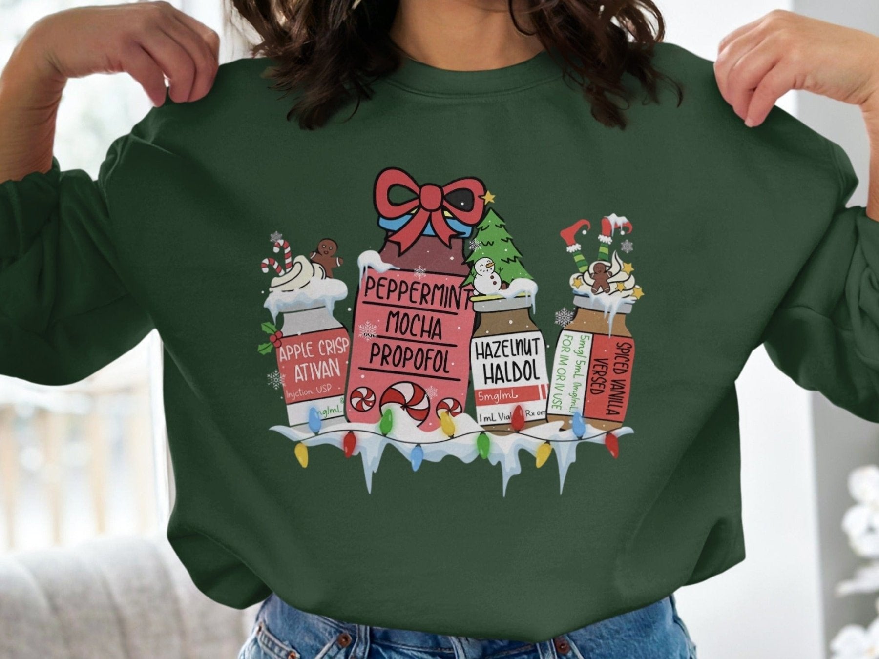 Peppermint Mocha Propofol Christmas Sweatshirt - Pharmacy Apparel for Pharmacists, Techs & Students