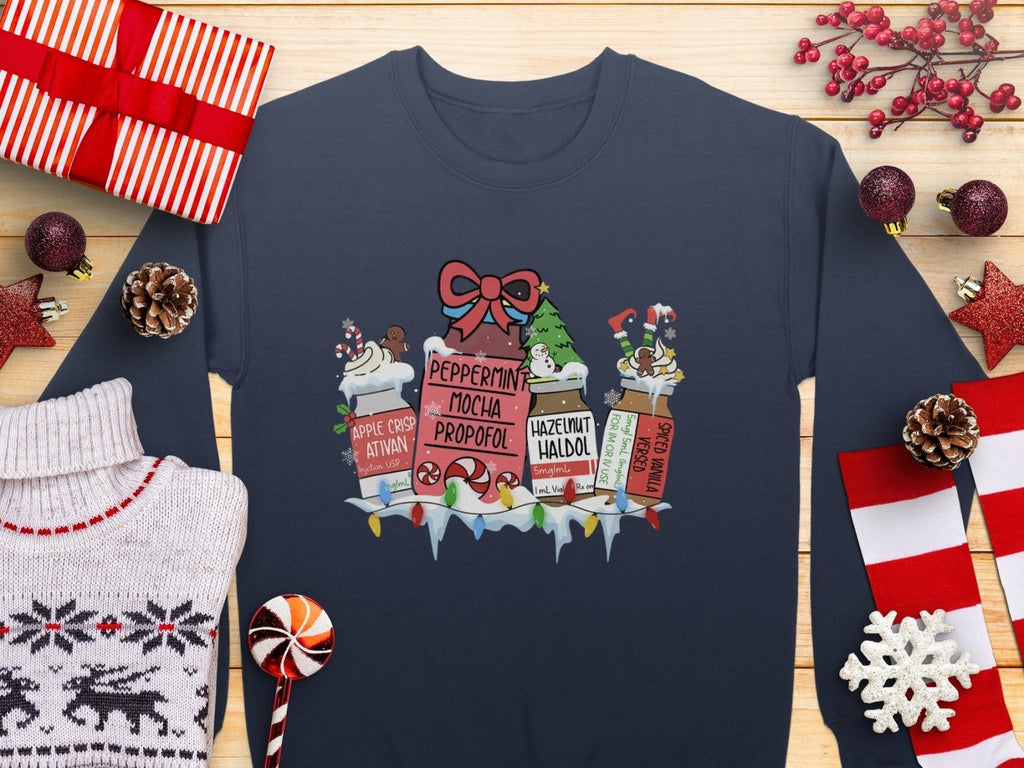 Peppermint Mocha Propofol Christmas Sweatshirt - Pharmacy Apparel for Pharmacists, Techs & Students
