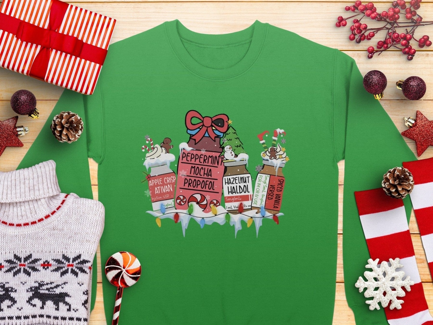 Peppermint Mocha Propofol Christmas Sweatshirt - Pharmacy Apparel for Pharmacists, Techs & Students